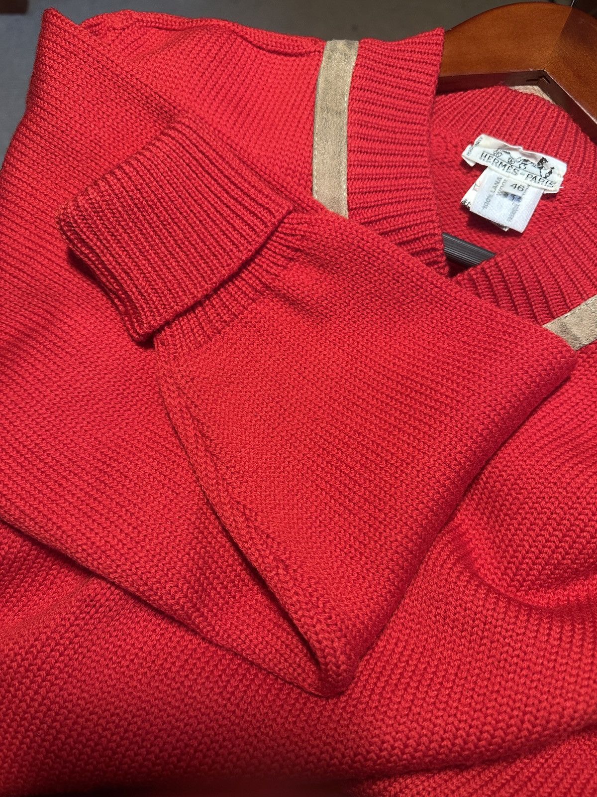 Hermes Vintage 50-60’s Hermes Wool Sweater with Suede Details Size US S / EU 44-46 / 1 - 7 Thumbnail