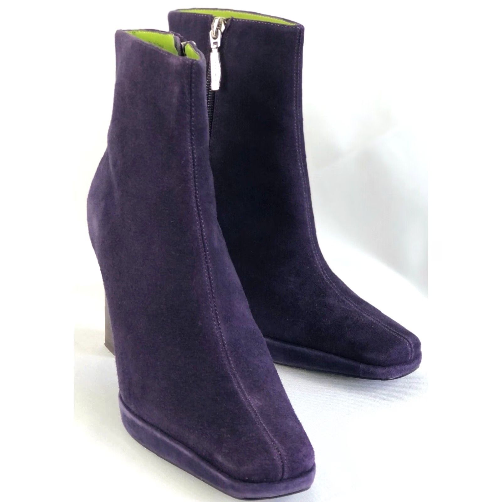Tommy Hilfiger VINTAGE Tommy Hilfiger Suede Boots 7M Purple 3.5 Heel Square Toe Bootie Women Size US 7 / IT 37 - 2 Thumbnail