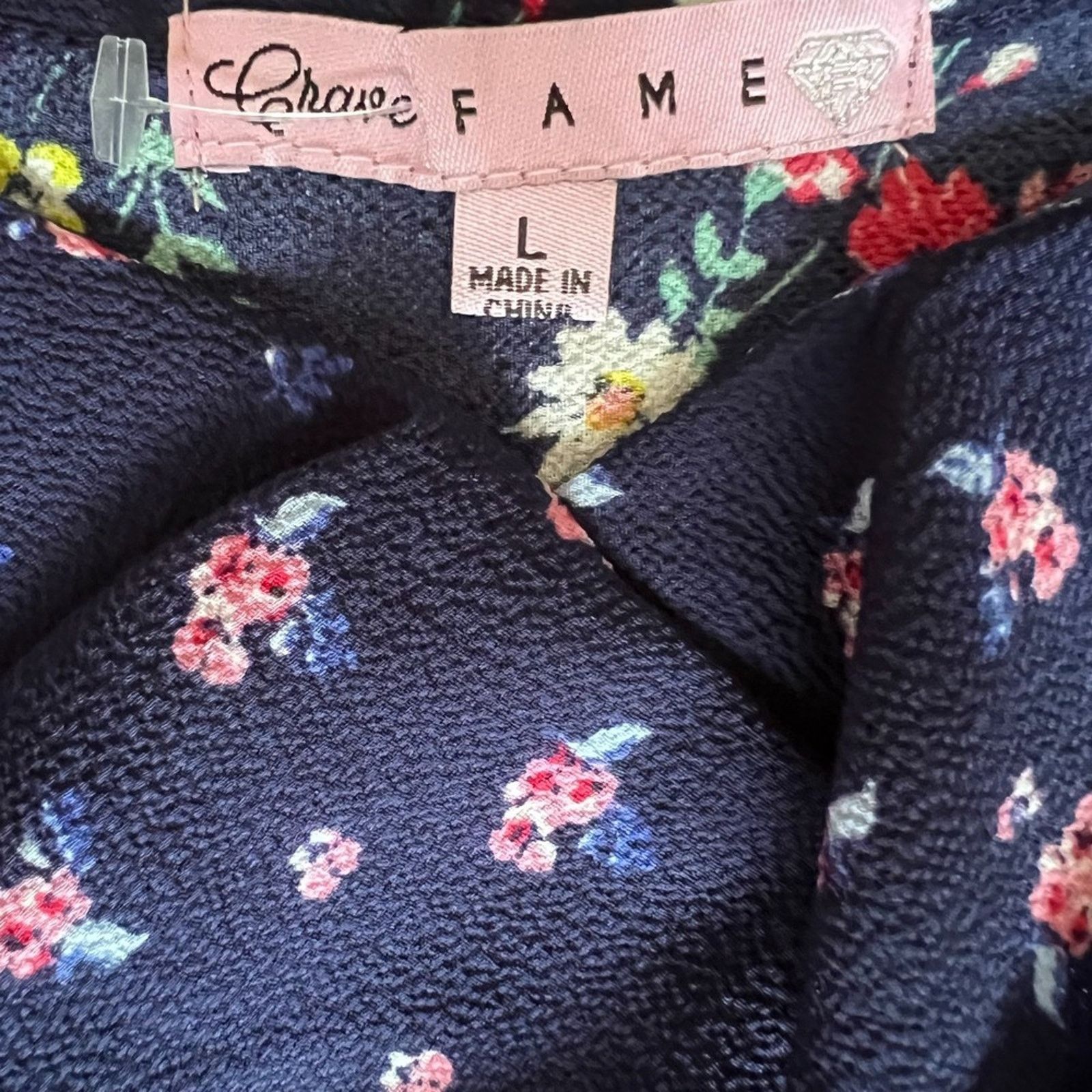 Other Crave Fame Navy Floral Cold-Shoulder Crop Top, L Size L / US 10 / IT 46 - 4 Thumbnail