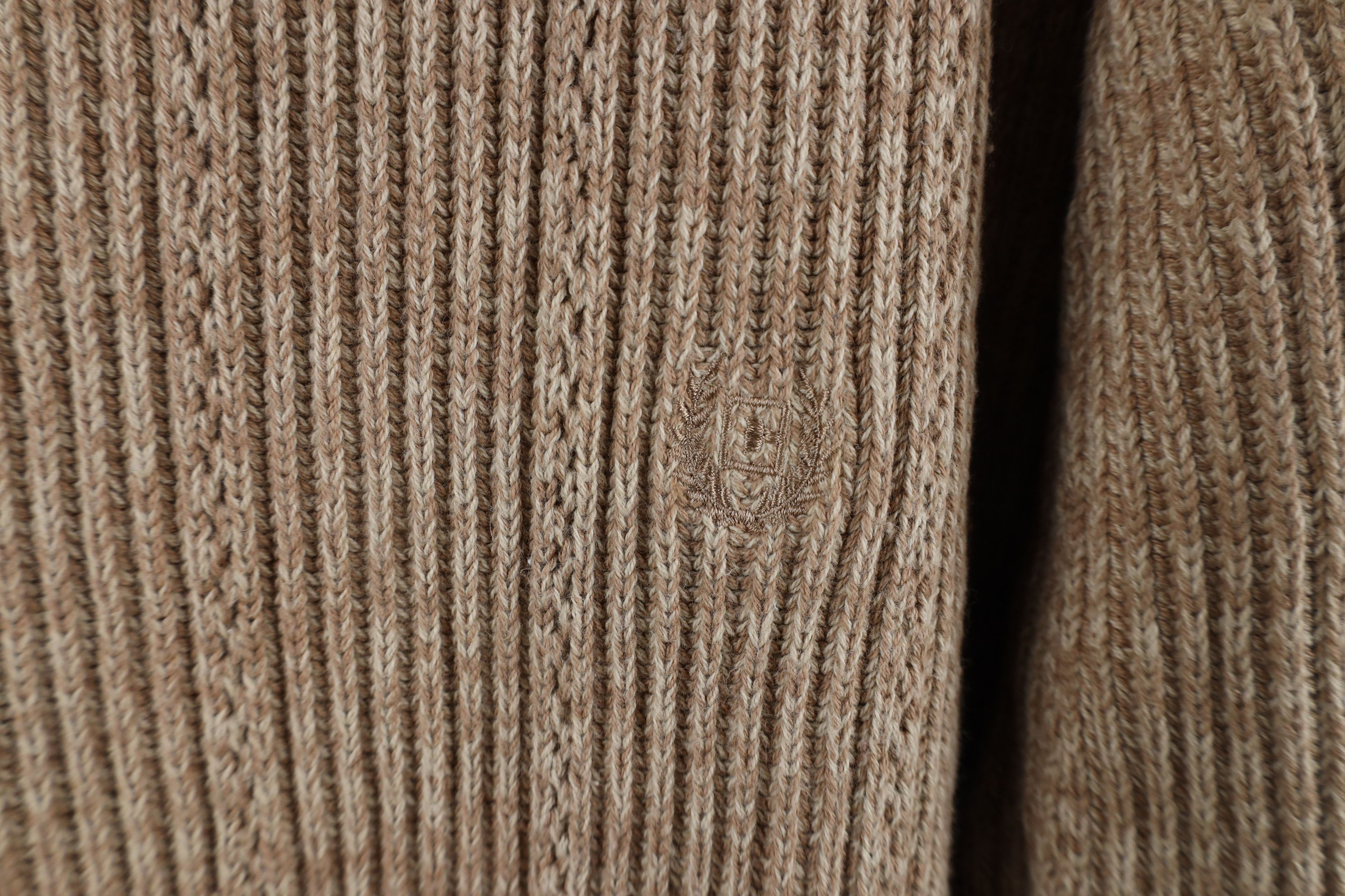 Chaps × Vintage Vintage 90s Chaps Cotton Ribbed Knit Sweater Oatmeal Brown Size US L / EU 52-54 / 3 - 4 Thumbnail