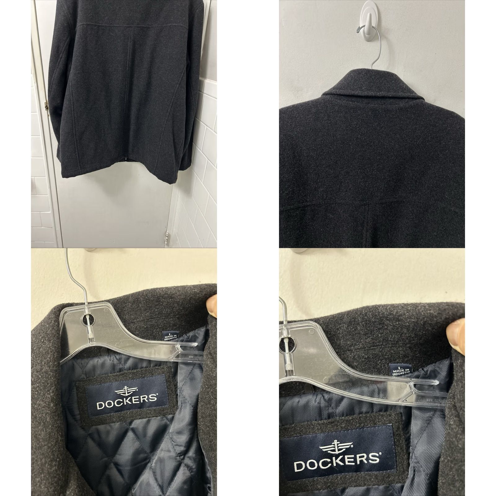 Dockers Dockers Jacket Mens L Charcoal Gray Wool Blend Full Zip Quilted Lined Coat Size US L / EU 52-54 / 3 - 8 Thumbnail