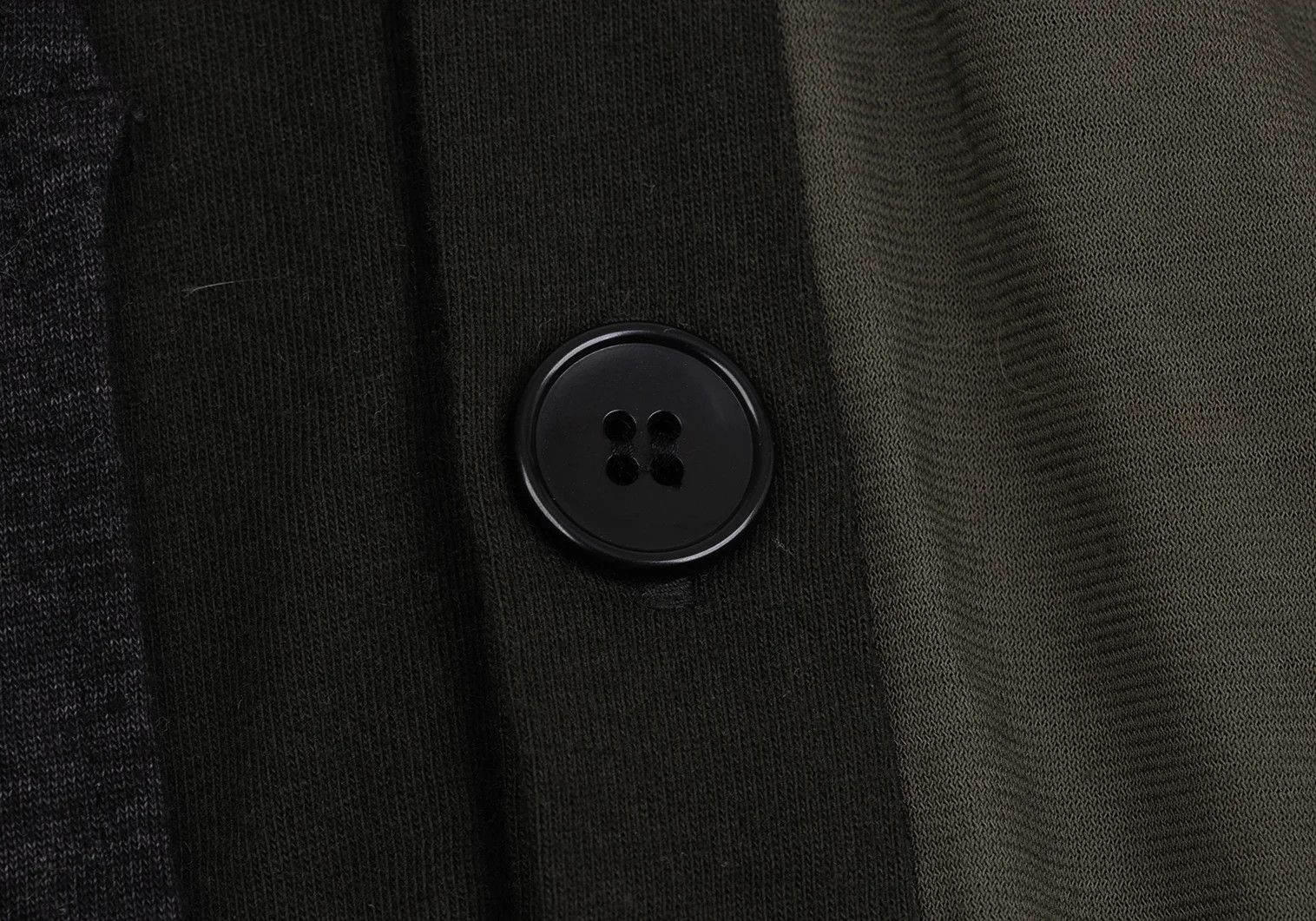 Yohji Yamamoto Cotton Panel Long Cardigan in Khaki and Black Size US M / EU 48-50 / 2 - 9 Thumbnail