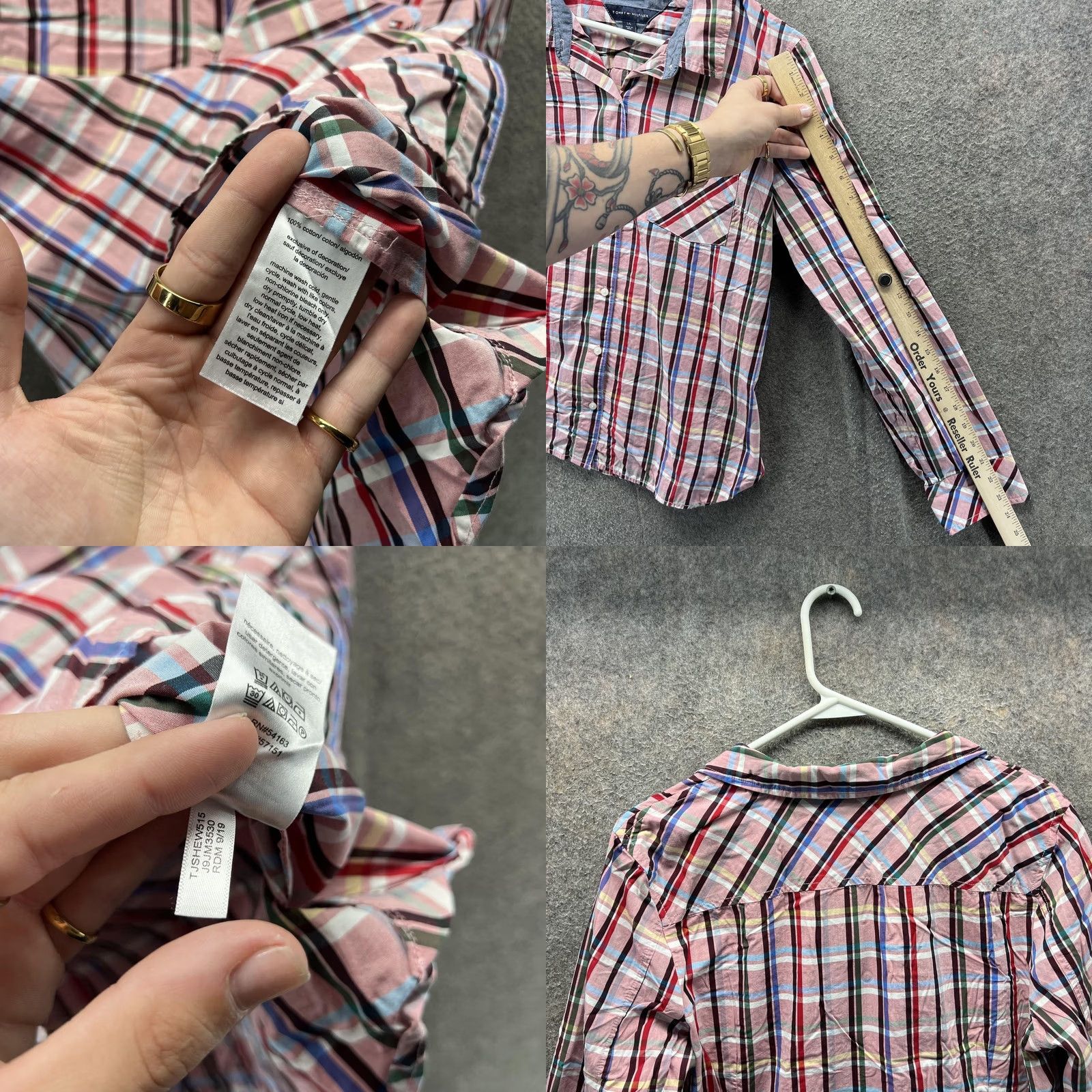 Tommy Hilfiger Tommy Hilfiger Shirt Womens Large Plaid Button Front Long Sleeve Lightweight Multicolor Size L / US 10 / IT 46 - 8 Thumbnail