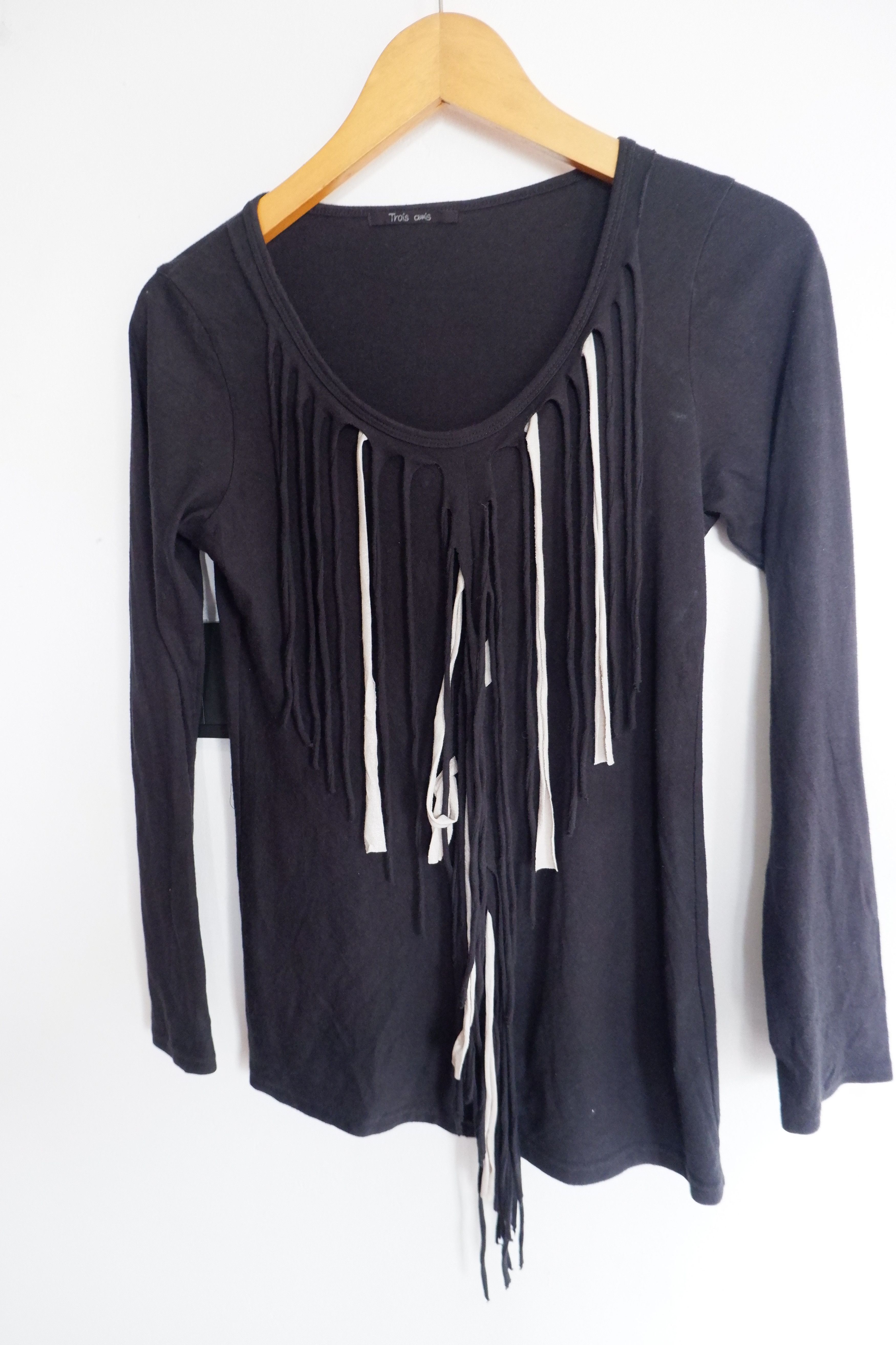 If Six Was Nine Vintage Trois Amis Fringe Tie Long Sleeve Size M / US 6-8 / IT 42-44 - 2 Thumbnail