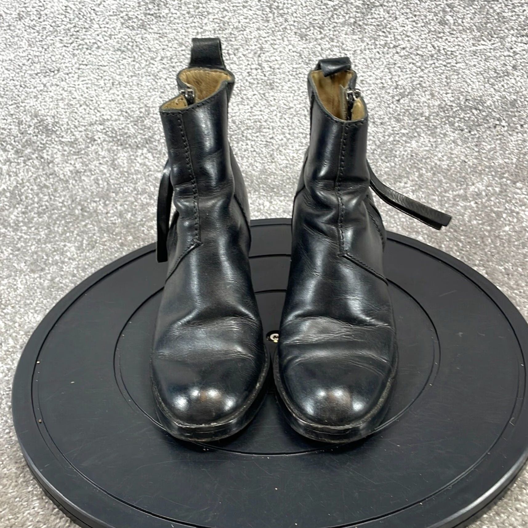Acne Studios Acne Studios Booties Women's Size 6 Black Leather Almond Toe Block Heel Ankle Size US 6 / IT 36 - 2 Thumbnail