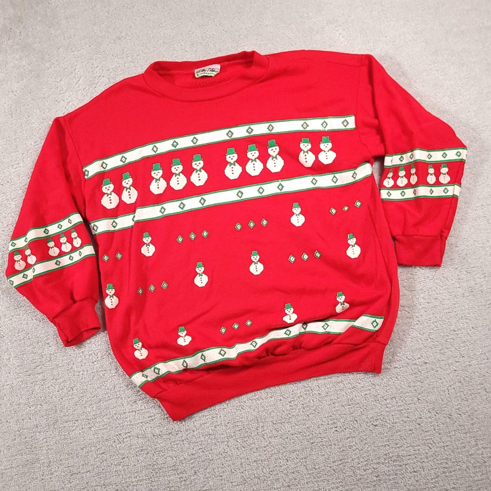 Vintage VINTAGE Sky Lite Sweater Mens Medium Red Snowman Christmas Pullover Made USA 80s Size US M / EU 48-50 / 2 - 2 Thumbnail