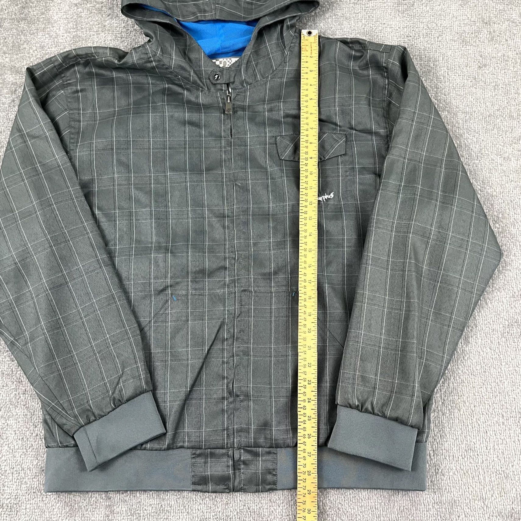 Vintage Surplus Jacket Mens XL Gray Grid Plaid Hooded Full Zip Lightweight Casual Outdoor Beach Size US XL / EU 56 / 4 - 4 Thumbnail