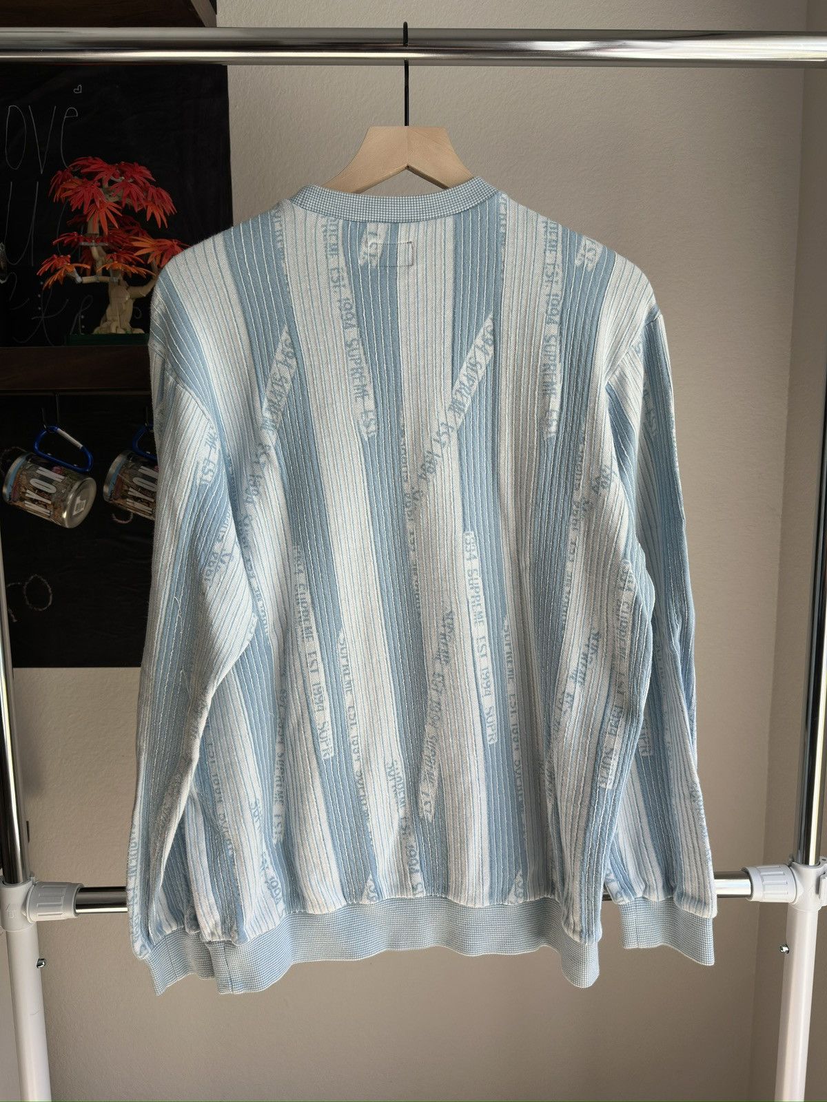 Supreme Textured Stripe Crewneck Sweater Blue Size US M / EU 48-50 / 2 - 2 Thumbnail