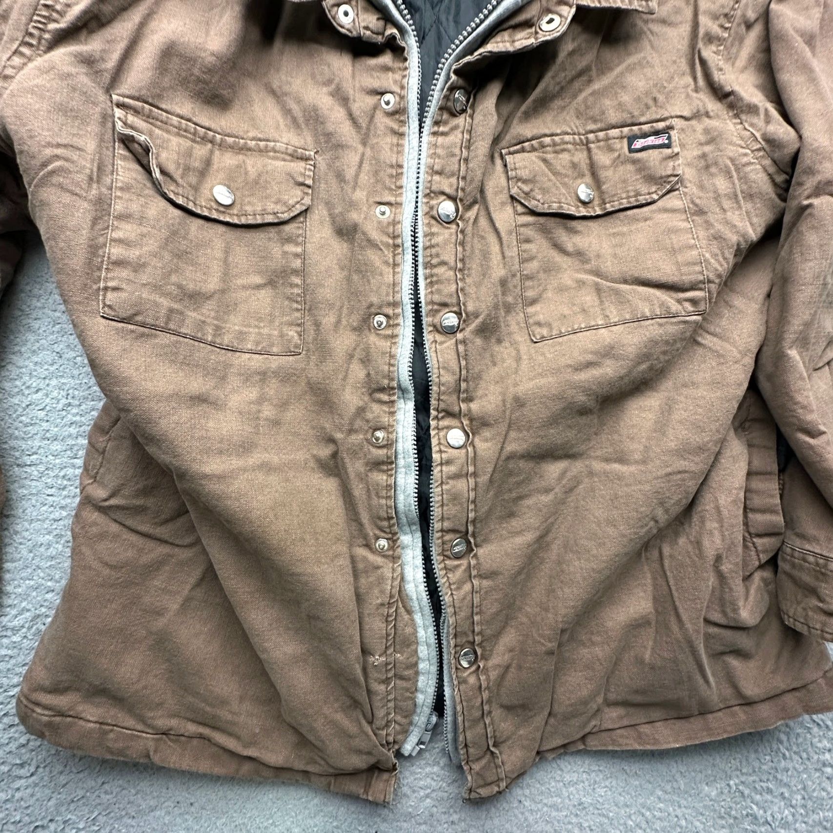 Dickies Dickies Duck Canvas Hooded Work Jacket Mens XL Brown Full Zip Snap Button Lined Size US XL / EU 56 / 4 - 7 Thumbnail