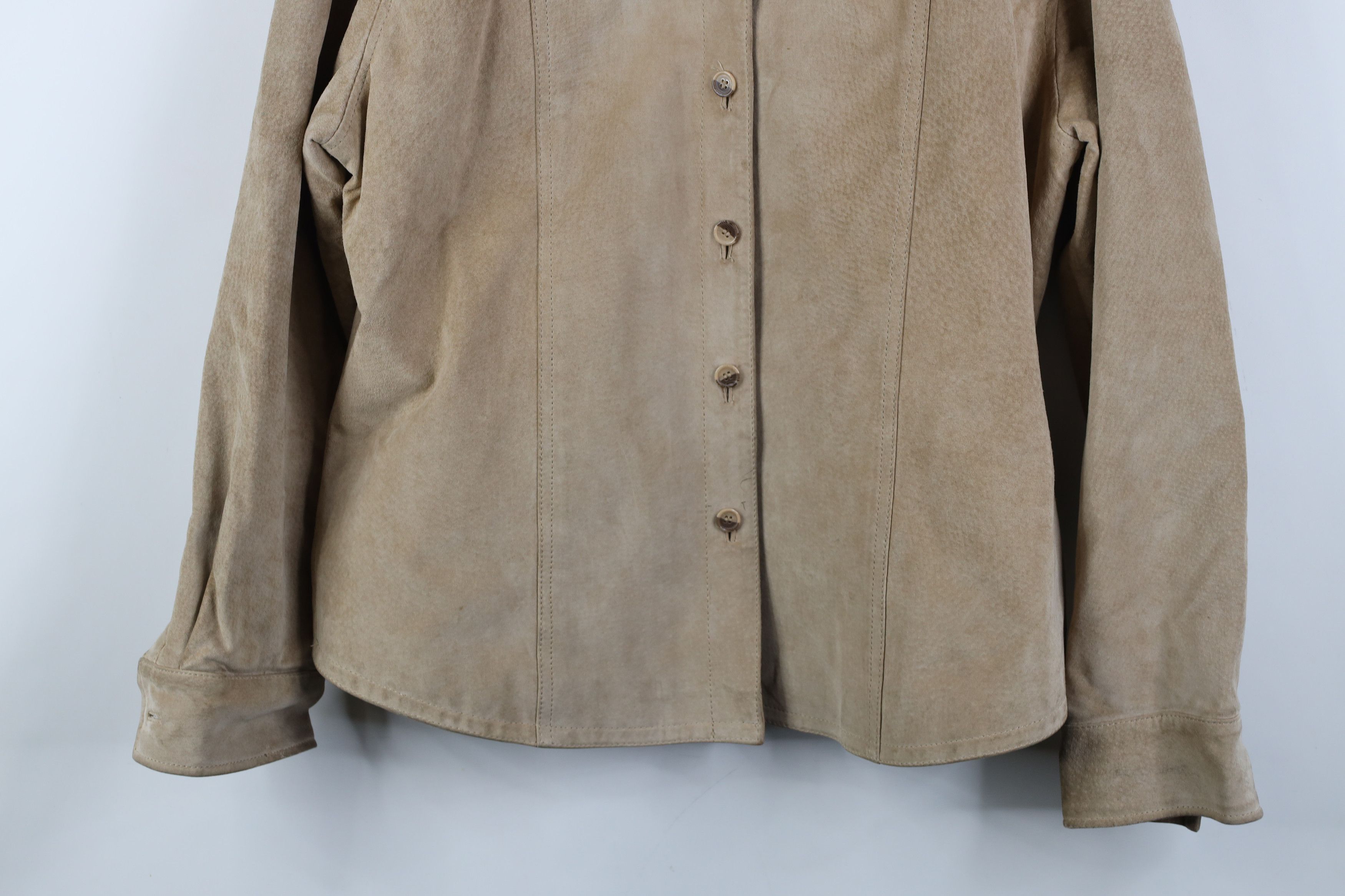 Vintage Vintage 90s Streetwear Suede Leather Button Shirt Jacket Size L / US 10 / IT 46 - 3 Thumbnail