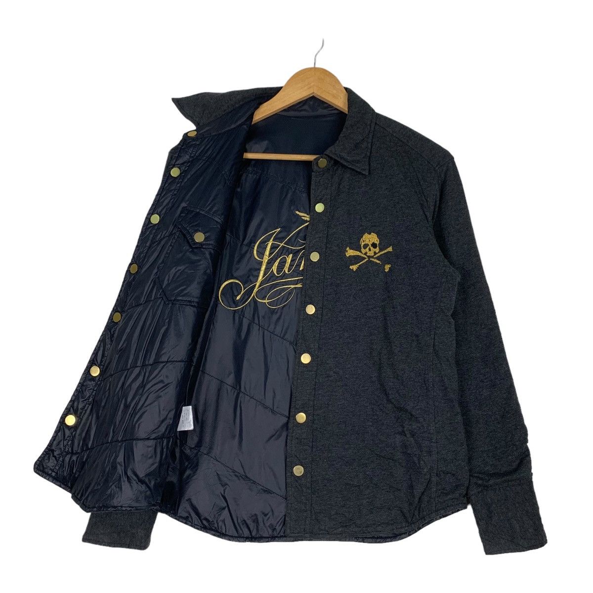 I Love Hand Jam Skulls Big Logo Button Jacket #1022-C46