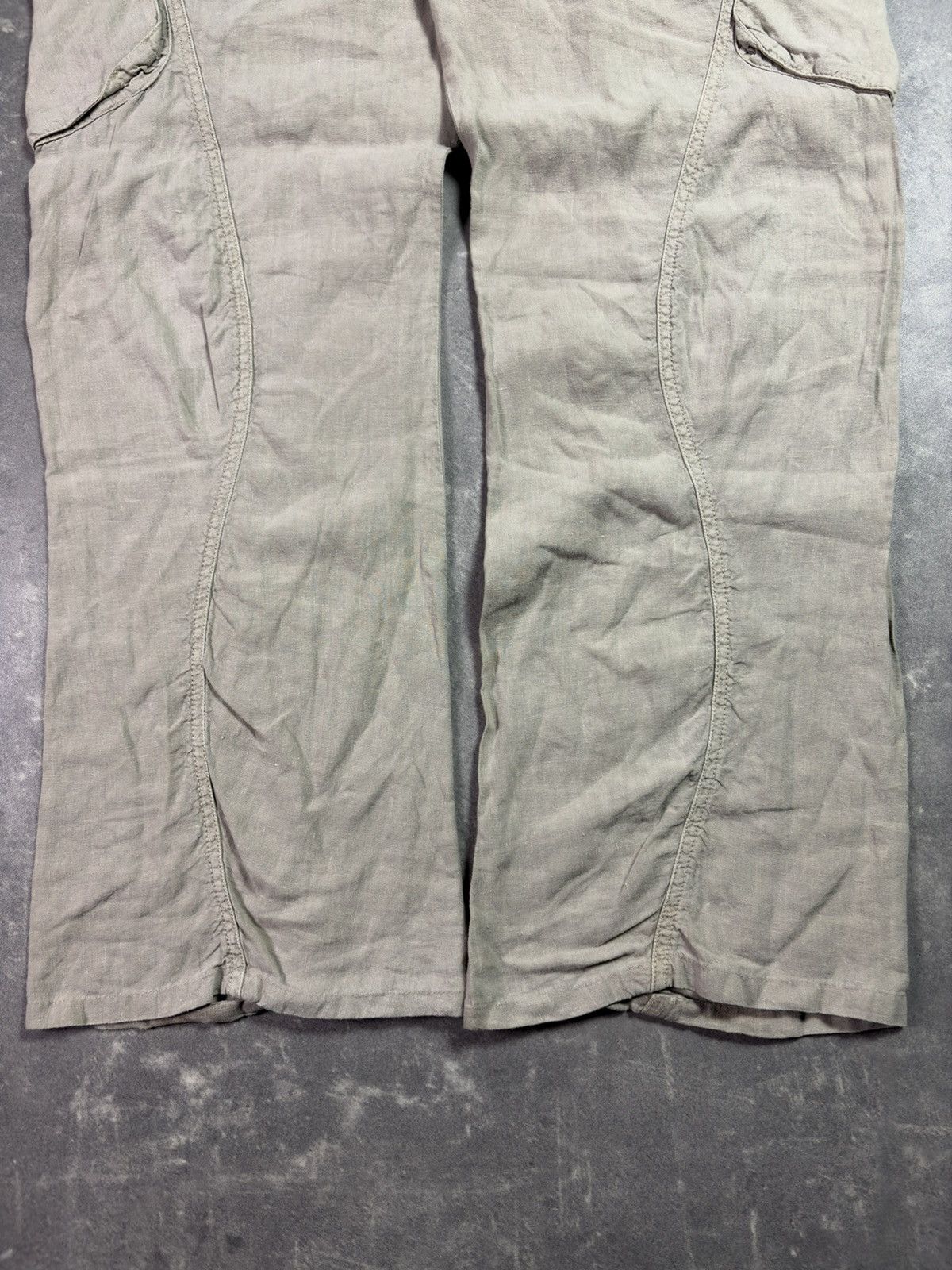 Armani 00s Armani Jeans Linen Flared Wide Leg Assymetrical Pants 32 Size US 32 / EU 48 - 6 Thumbnail