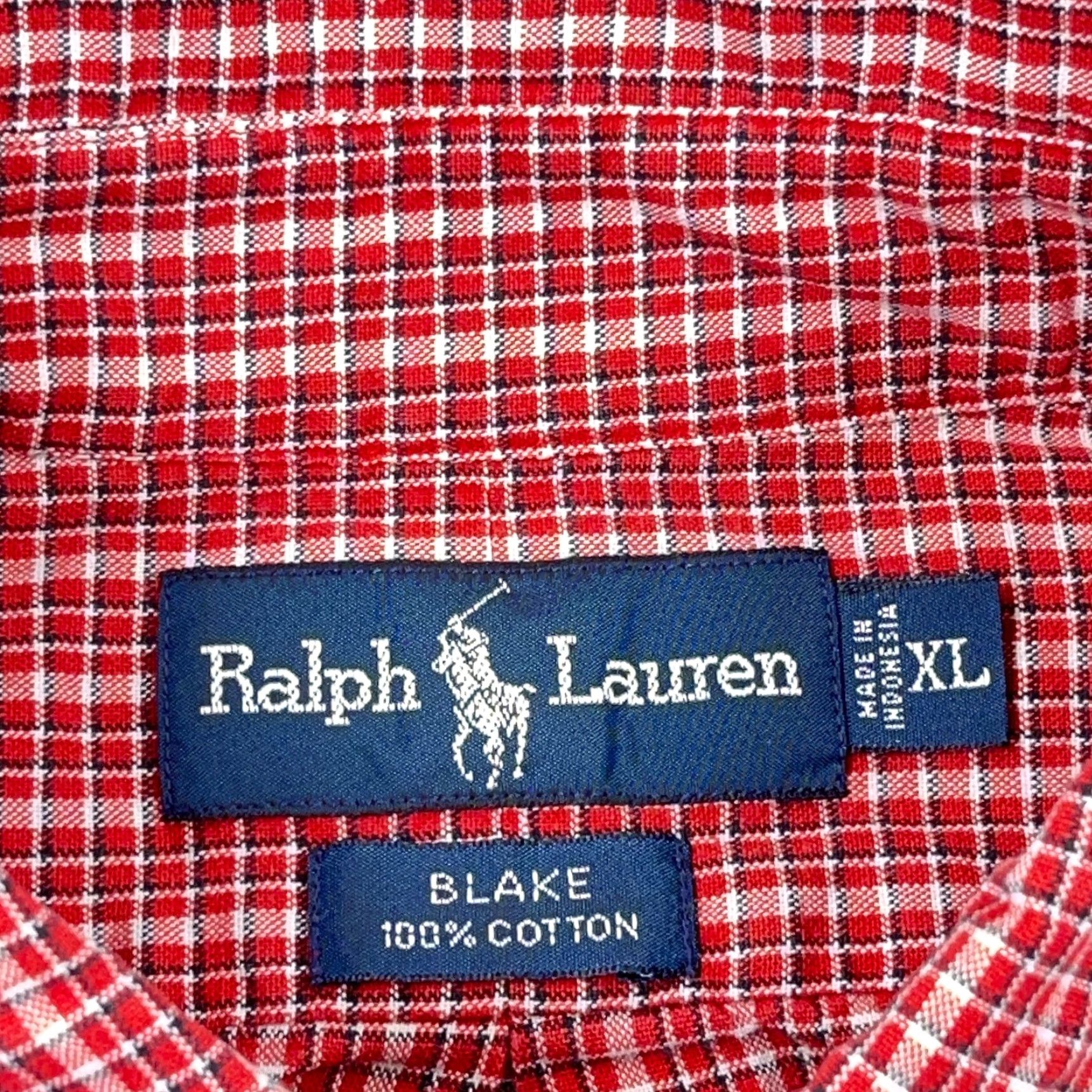 Ralph Lauren Ralph Lauren Shirt Men XL Red Plaid Button-Up Oxford Cloth Blake Blue Pony Adult Size US XL / EU 56 / 4 - 3 Thumbnail