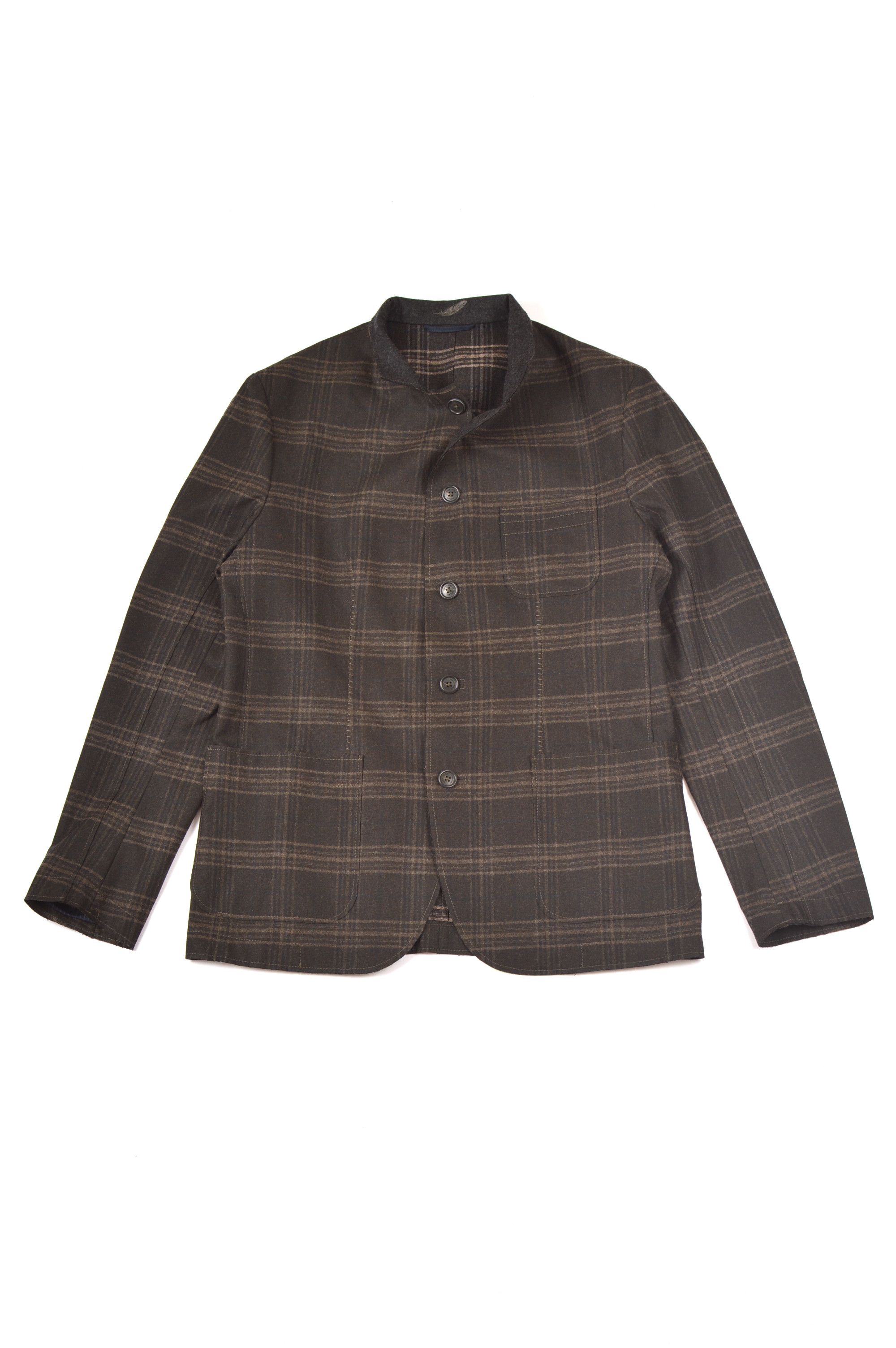 image of Italian Designers Weber + Weber Sartoria Check Wool Blend Jacket Blazer in Grey, Men's (Size Large)