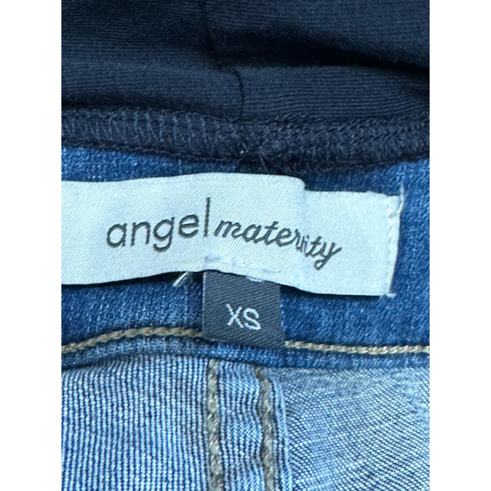 Other Angel Maternity Jean Shorts Pull On Stretch Denim Blue XS Size 33" - 7 Thumbnail