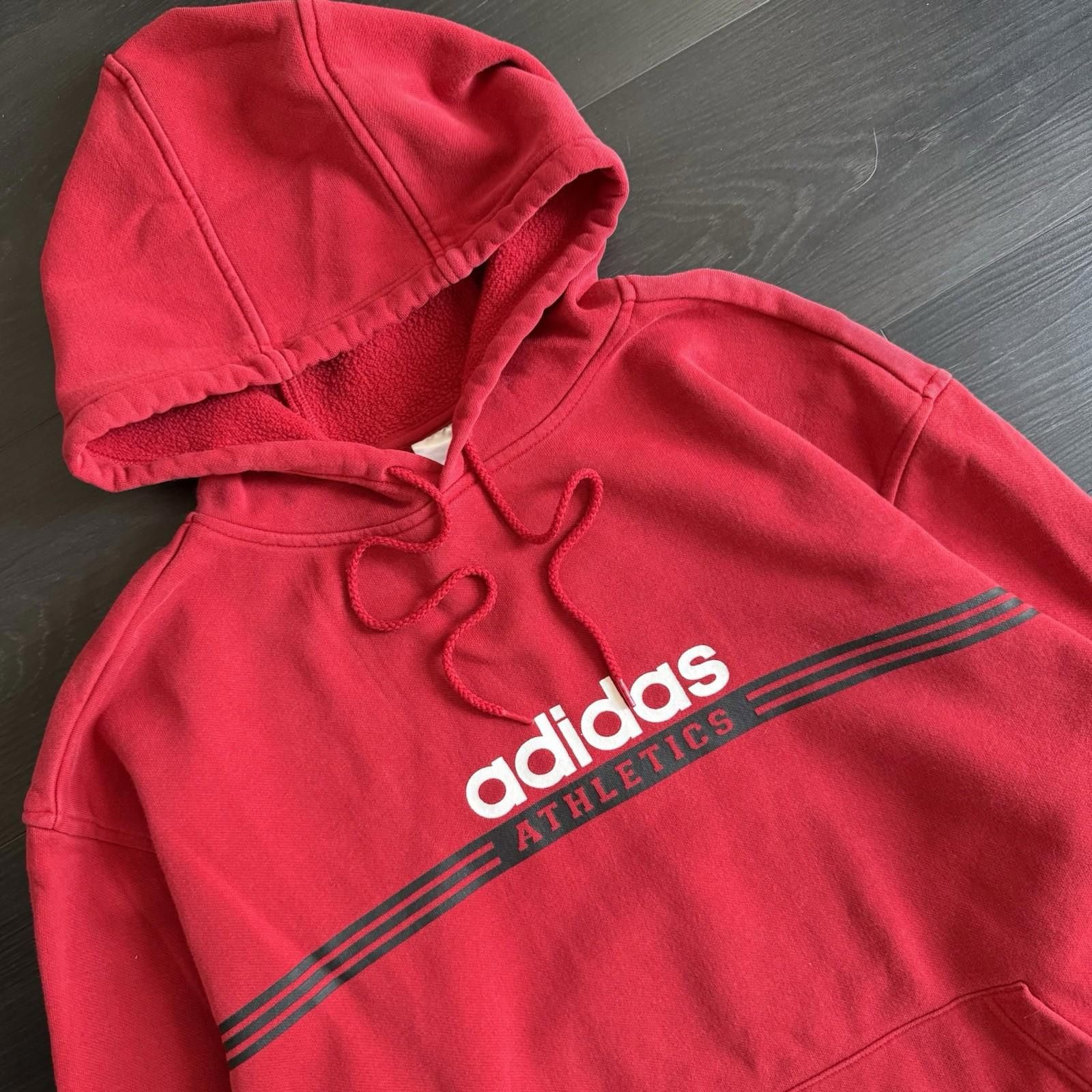 Adidas Vintage Y2K Adidas Baggy Hoodie Center Graphic Large Red Size US L / EU 52-54 / 3 - 2 Thumbnail