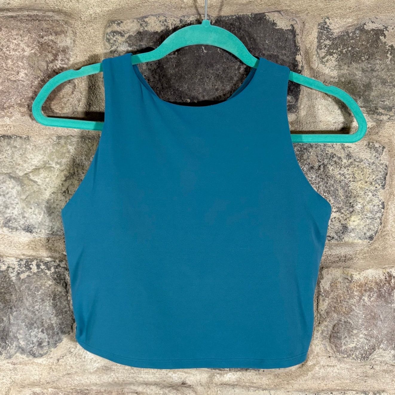 Athleta Conscious Crop Sports Bra Teal Padded Round Neck in Green, Women's (Size Medium)