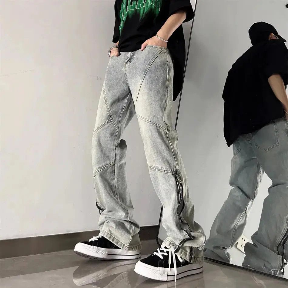 Japanese Brand Retro Loose Casual Spliced Zipper Jeans Size US 32 / EU 48 - 4 Thumbnail