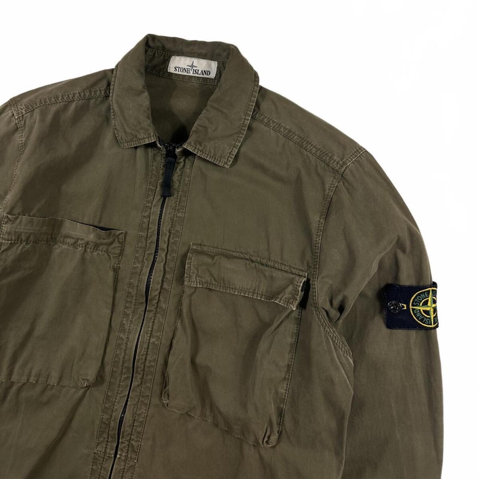 Stone Island Stone Island Zip Up Overshirt Khaki Green Medium Size US M / EU 48-50 / 2 - 2 Thumbnail