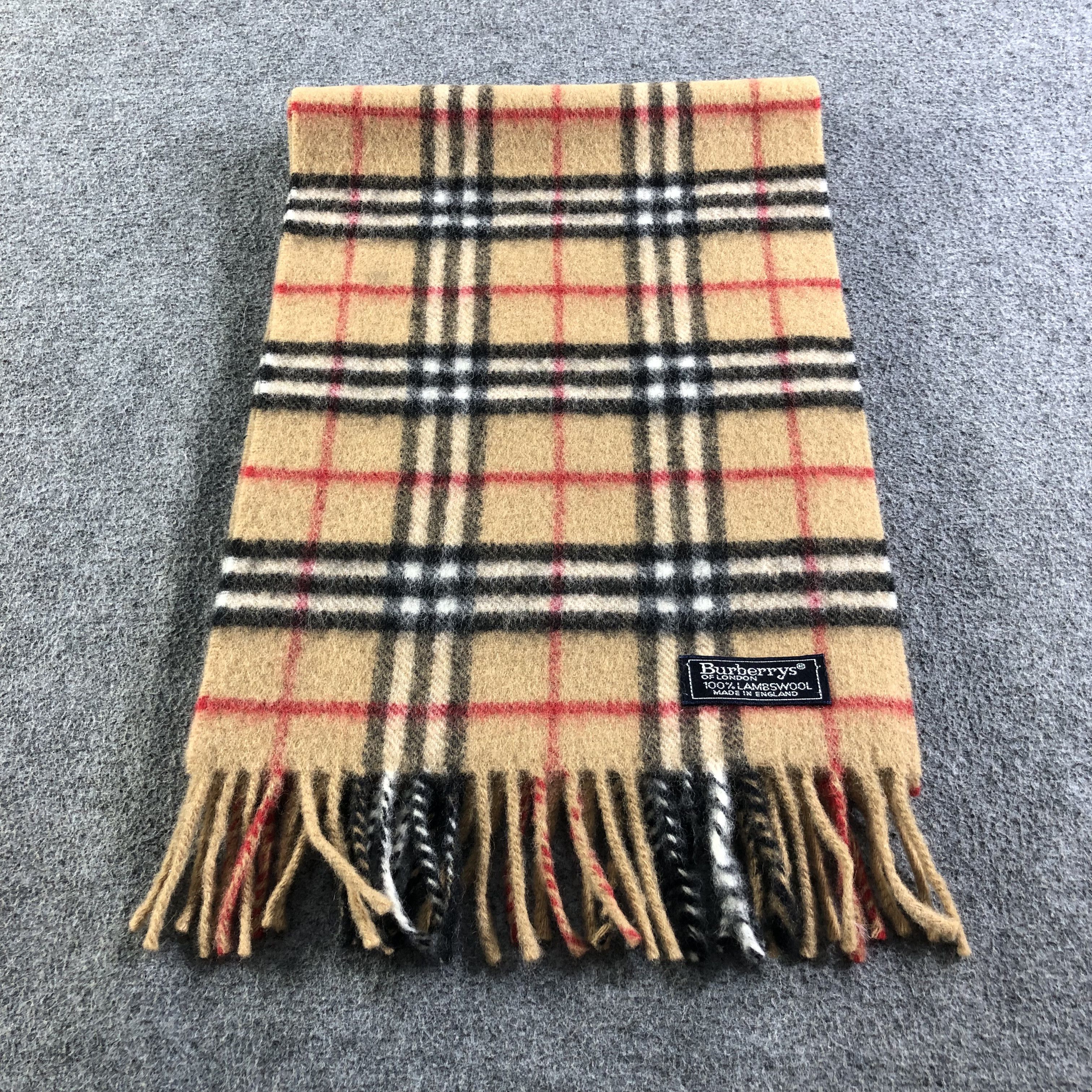 Burberry Burberrys Tan Wool Nova Check Scarf Muffler Neckwear V2072 Size ONE SIZE - 4 Thumbnail