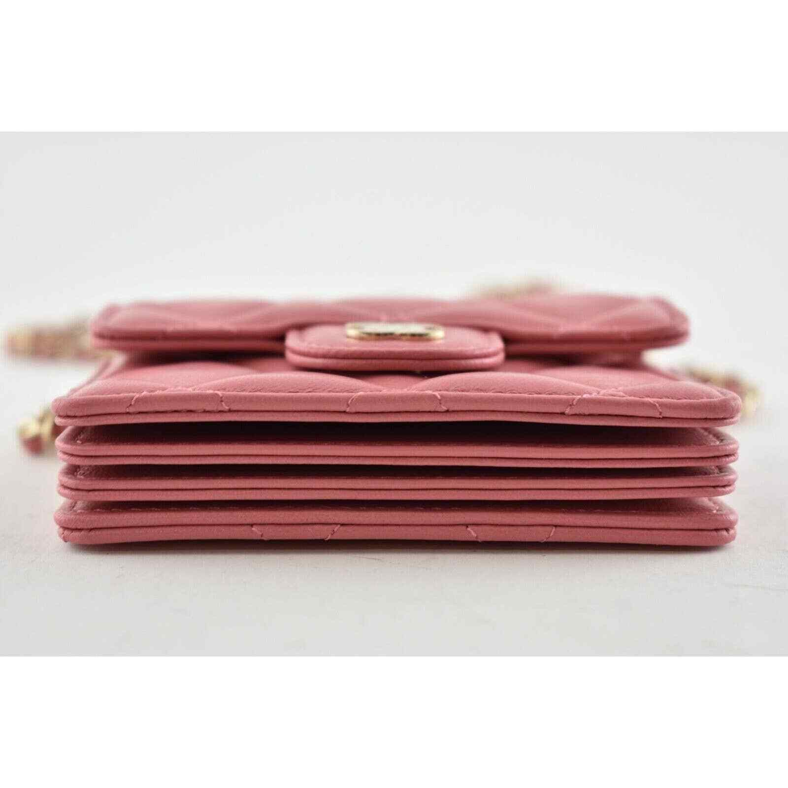 Chanel Chanel Chain Pink Lambskin Gold Card Shoulder Crossbody Bag Size ONE SIZE - 8 Thumbnail