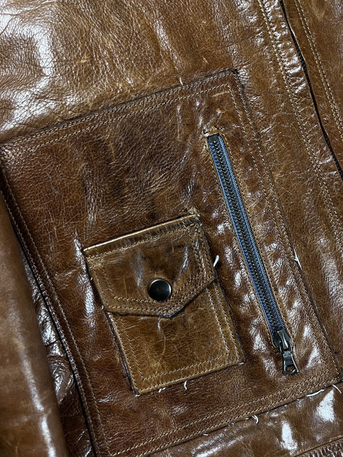 Isaac Sellam Experience Isaac Sellam Experience - Distressed Brown Leather Jacket Size US L / EU 52-54 / 3 - 3 Thumbnail