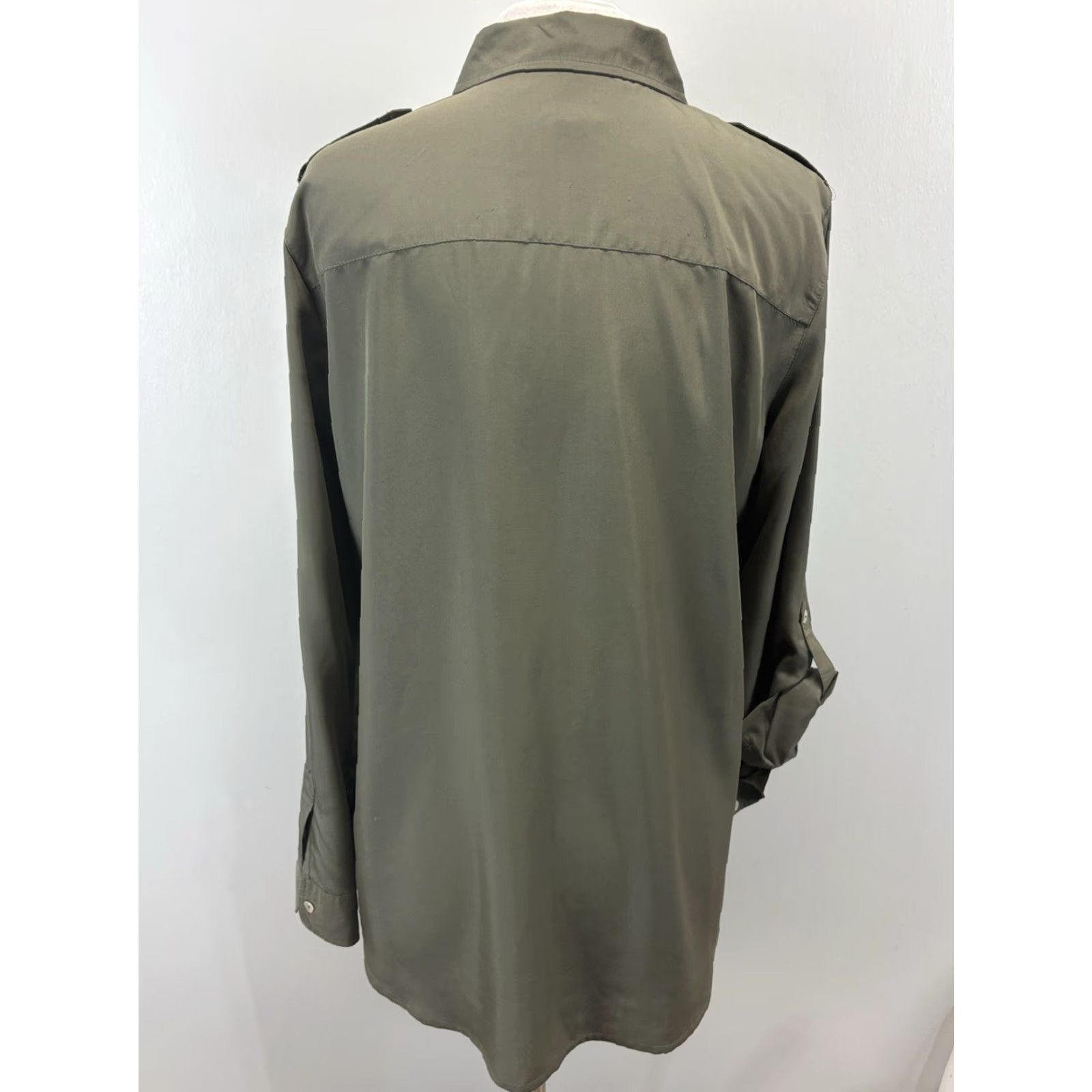 Vintage VINTAGE Chicos Button-Up Safari Shirt Large Women's Green Military Epaulettes Size L / US 10 / IT 46 - 3 Thumbnail