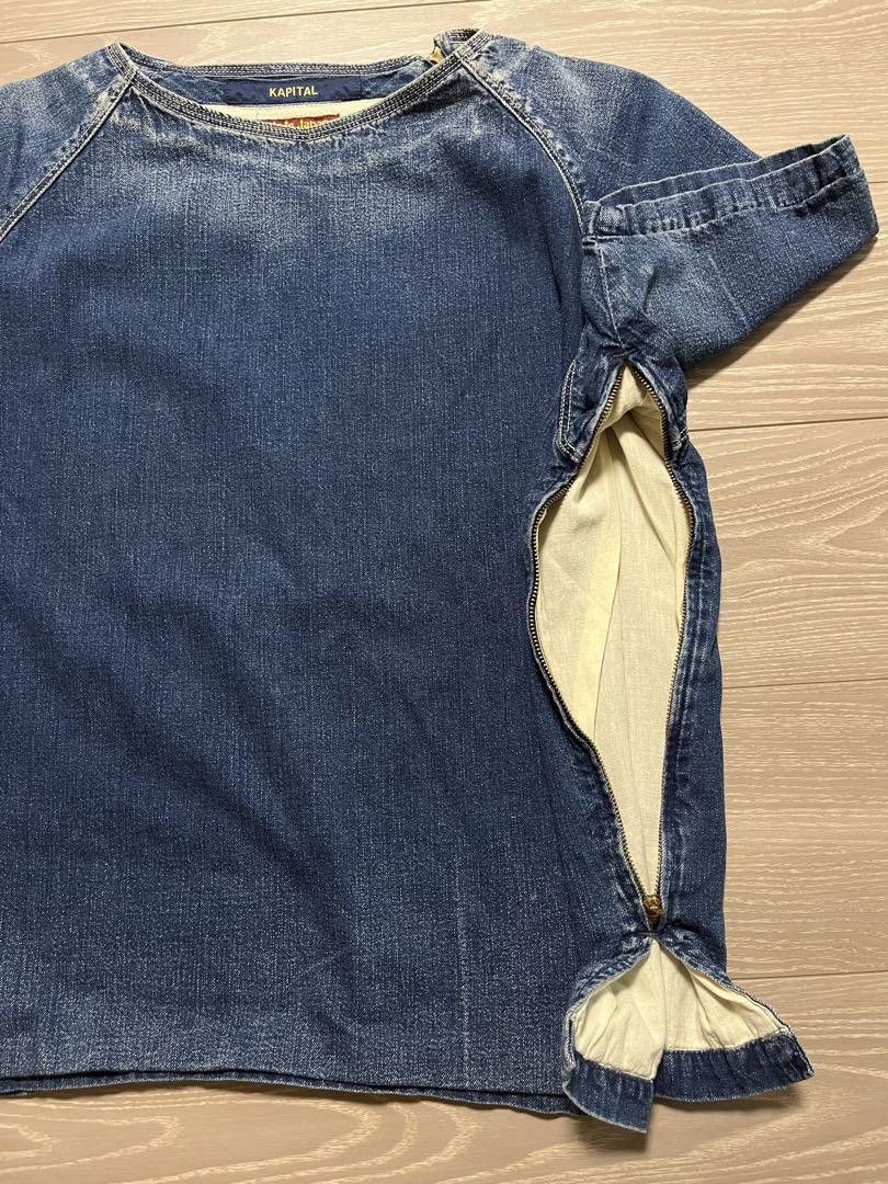 Kapital Zip Up Raglan Denim Shirt Size US S / EU 44-46 / 1 - 4 Thumbnail