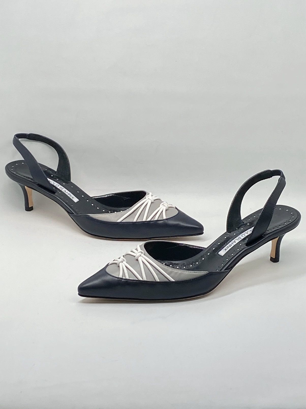 Manolo Blahnik Manolo Blahnik 50MM Leather Slingback Pumps size 37.5 Size US 7.5 / IT 37.5 - 3 Thumbnail
