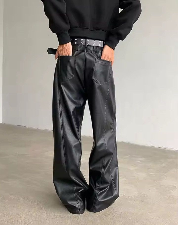 Other Faux Leather Black Wide Leg Flare Pants Size US 30 / EU 46 - 7 Thumbnail
