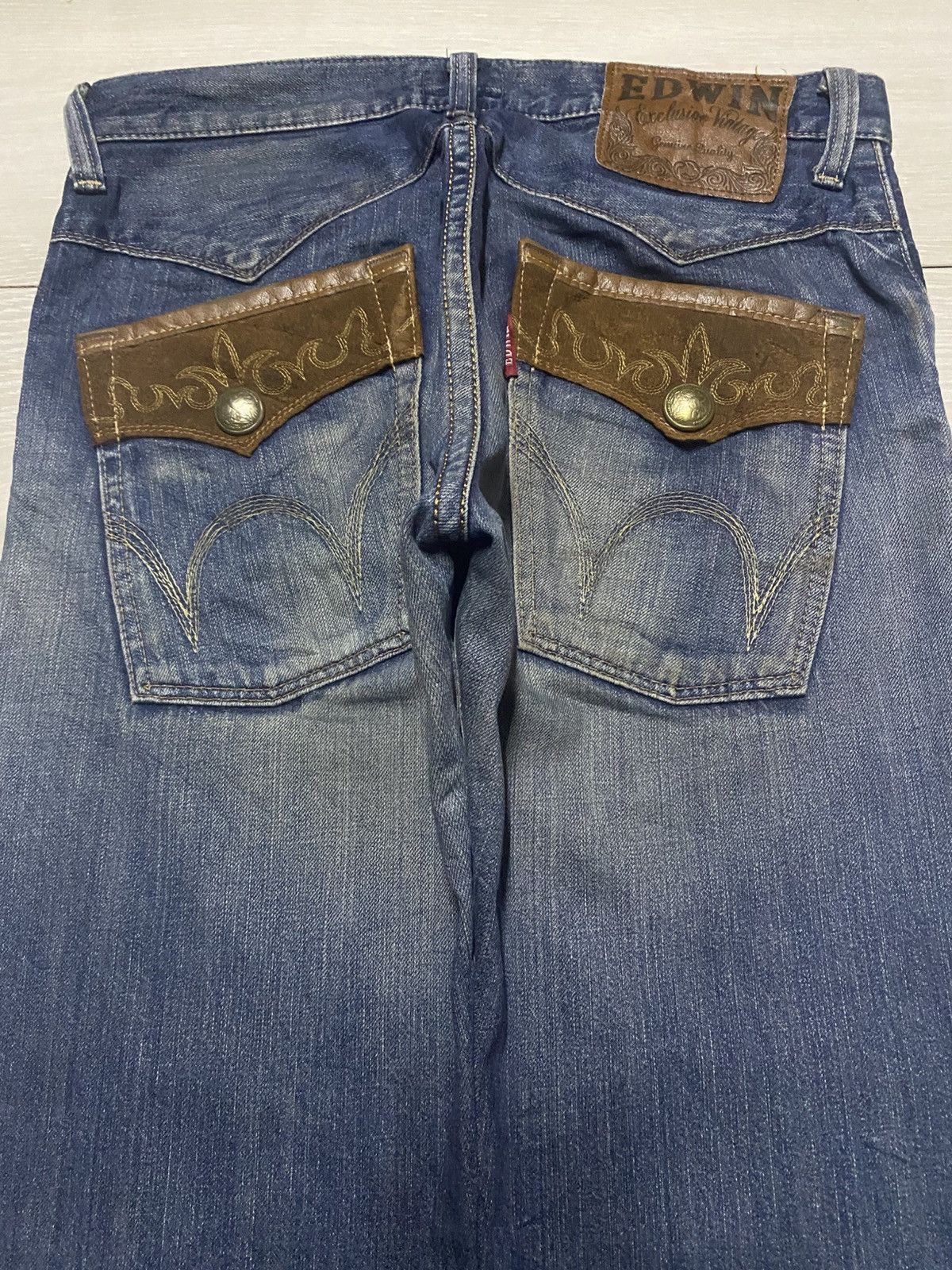 Junya Watanabe Edwin Exclusive Vintage Mud Wash Distressed Loose Jeans Size US 32 / EU 48 - 4 Thumbnail