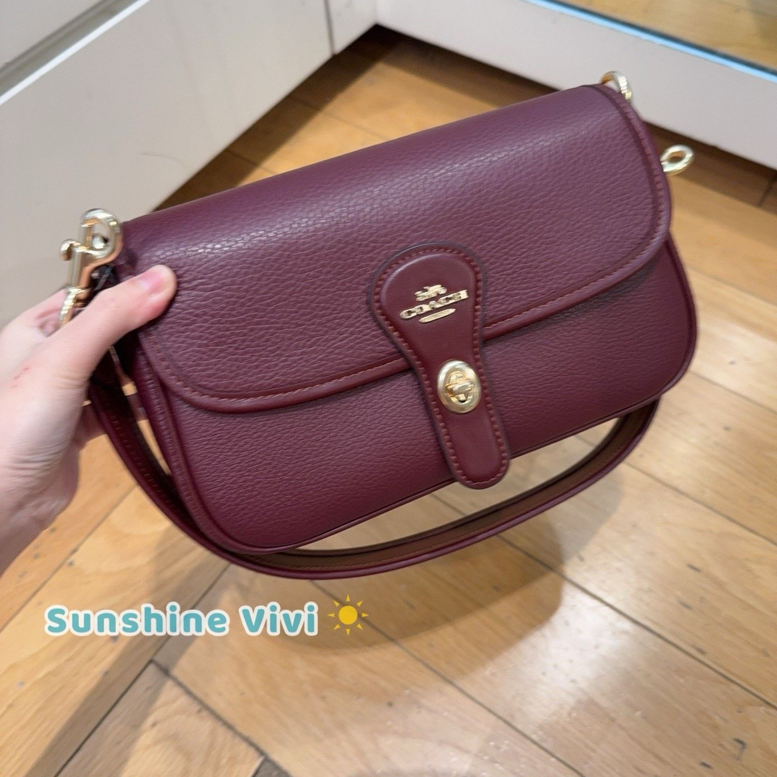 Coach NWT COACH Hadley Shoulder Bag Leather CY683 Gold/Dark Wine Size ONE SIZE - 2 Thumbnail