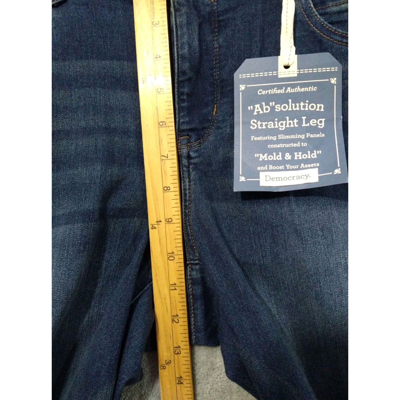 Vintage Democracy Jeans Womens 14W Plus Blue Denim Ab Solution Straight Leg Dark Wash Size 36" / US 14 / IT 50 - 4 Thumbnail