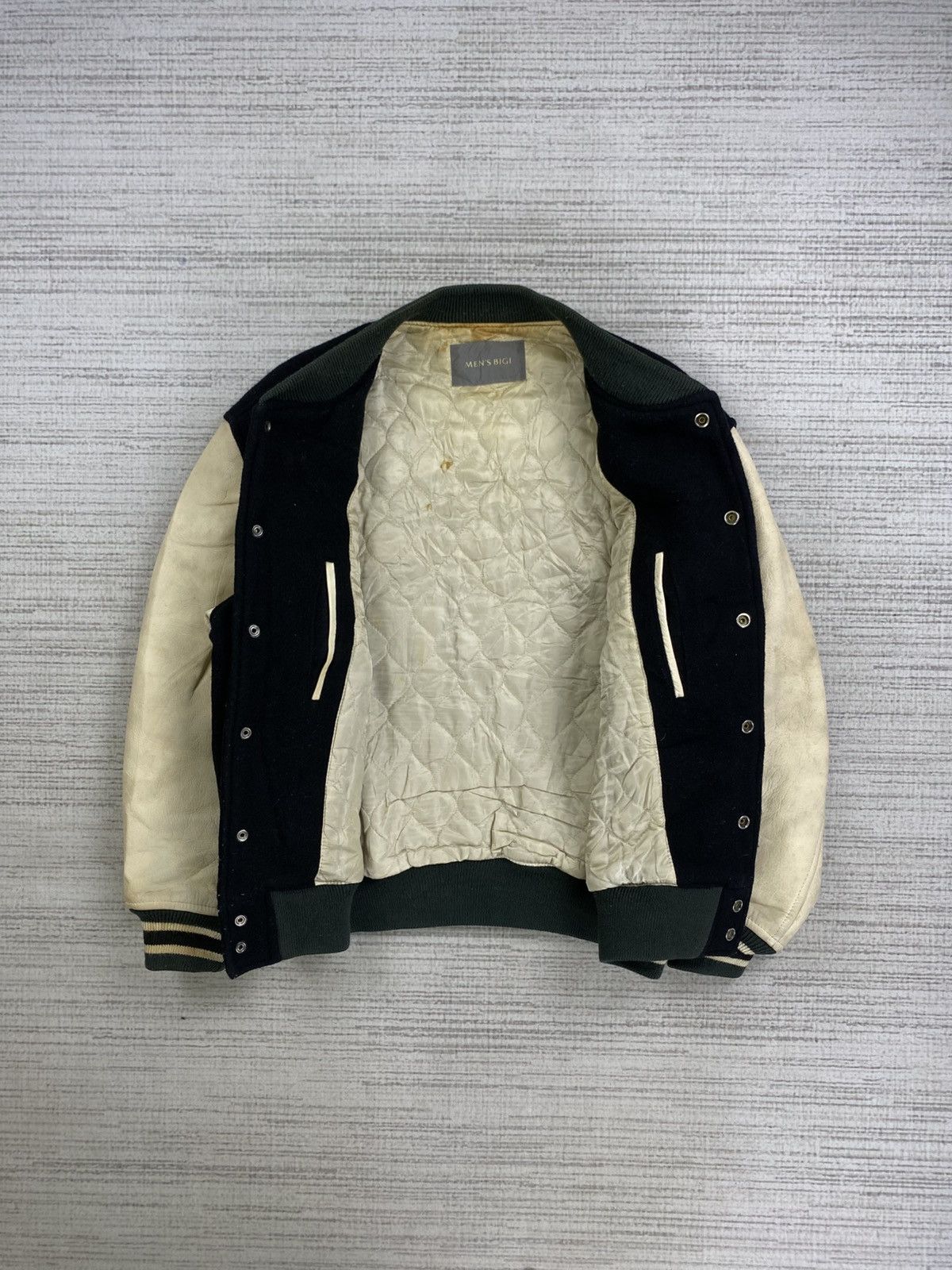 BIGI × Vintage Vtg Men’s Bigi Embroidery Spellout Varsity Leather Jacket Size US L / EU 52-54 / 3 - 5 Thumbnail