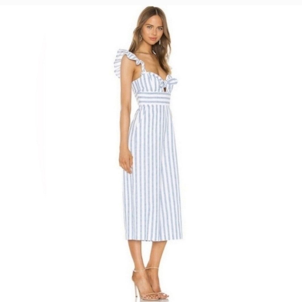 BCBGeneration EUC BCBGeneration Ruffle Sleeve Striped Jumpsuit in Sky Blue Size 26" / US 2 / IT 38 - 3 Thumbnail