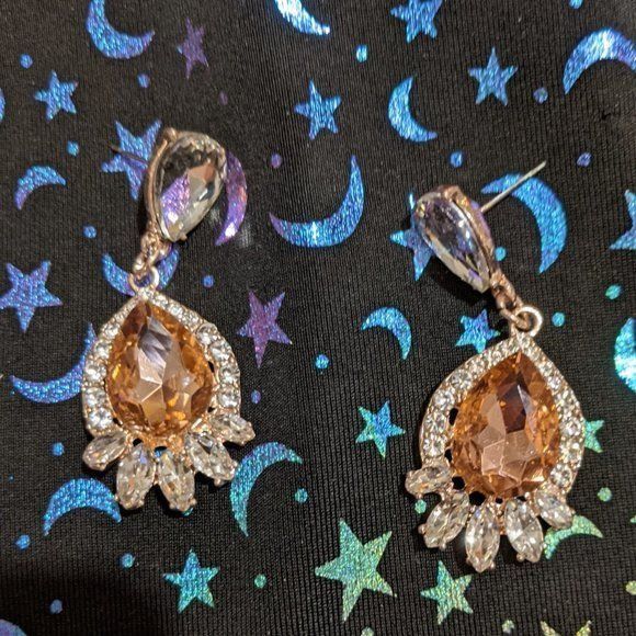 Other Elegant Glam Champagne Crystal Teardrop Earrings Size ONE SIZE - 4 Thumbnail