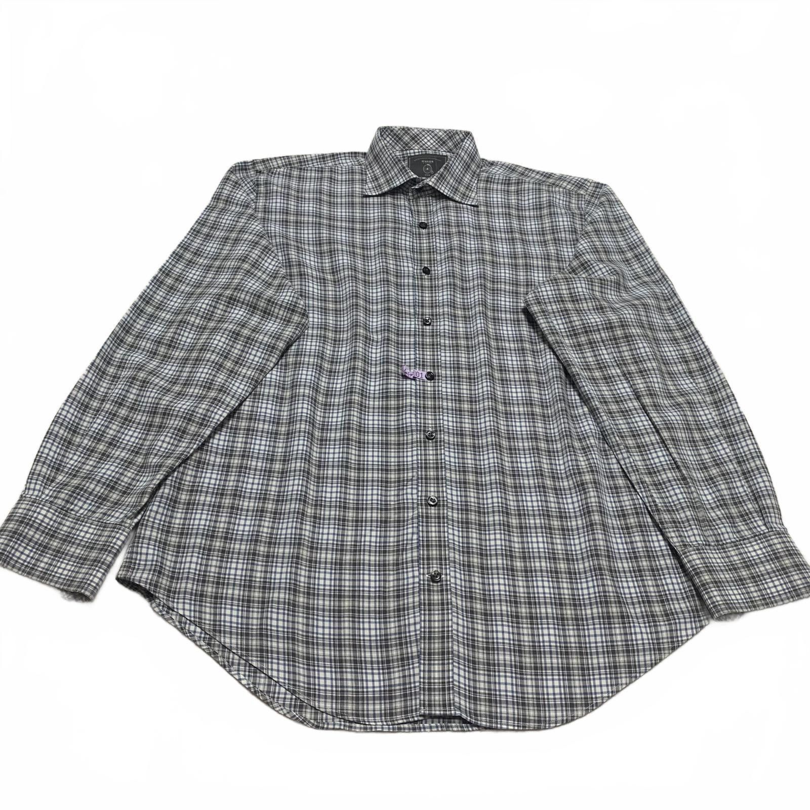 Other Maker Company Mens Large Black Gray Classic Plaid Shirt Size 42R - 1 Thumbnail