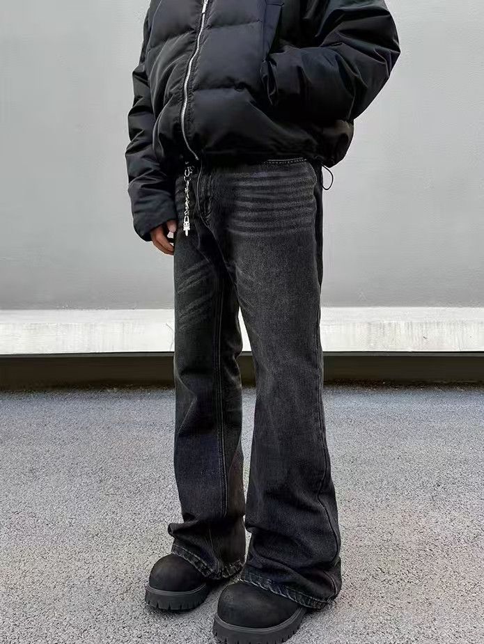 Japanese Brand × Vintage Street Vintage Aged Loose Micro Flare Black Jeans Size US 29 - 3 Thumbnail