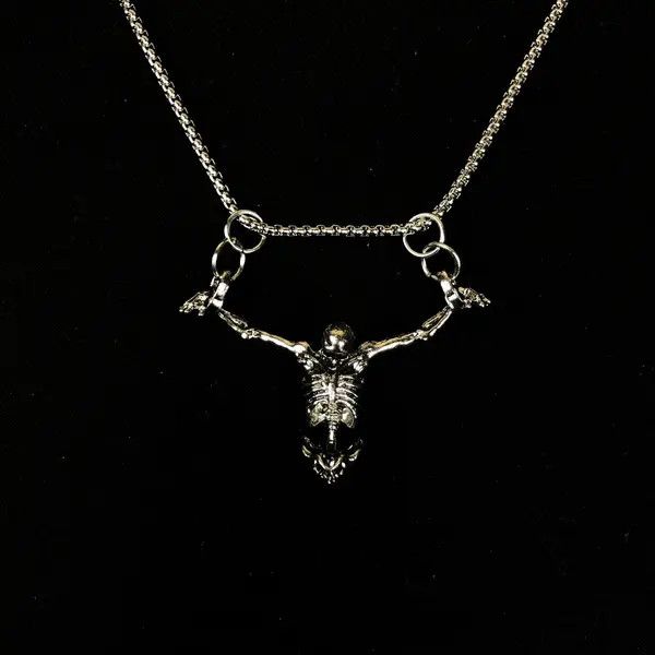 Jewelry Skeleton Skull Necklace Punk Chain Size ONE SIZE - 4 Thumbnail