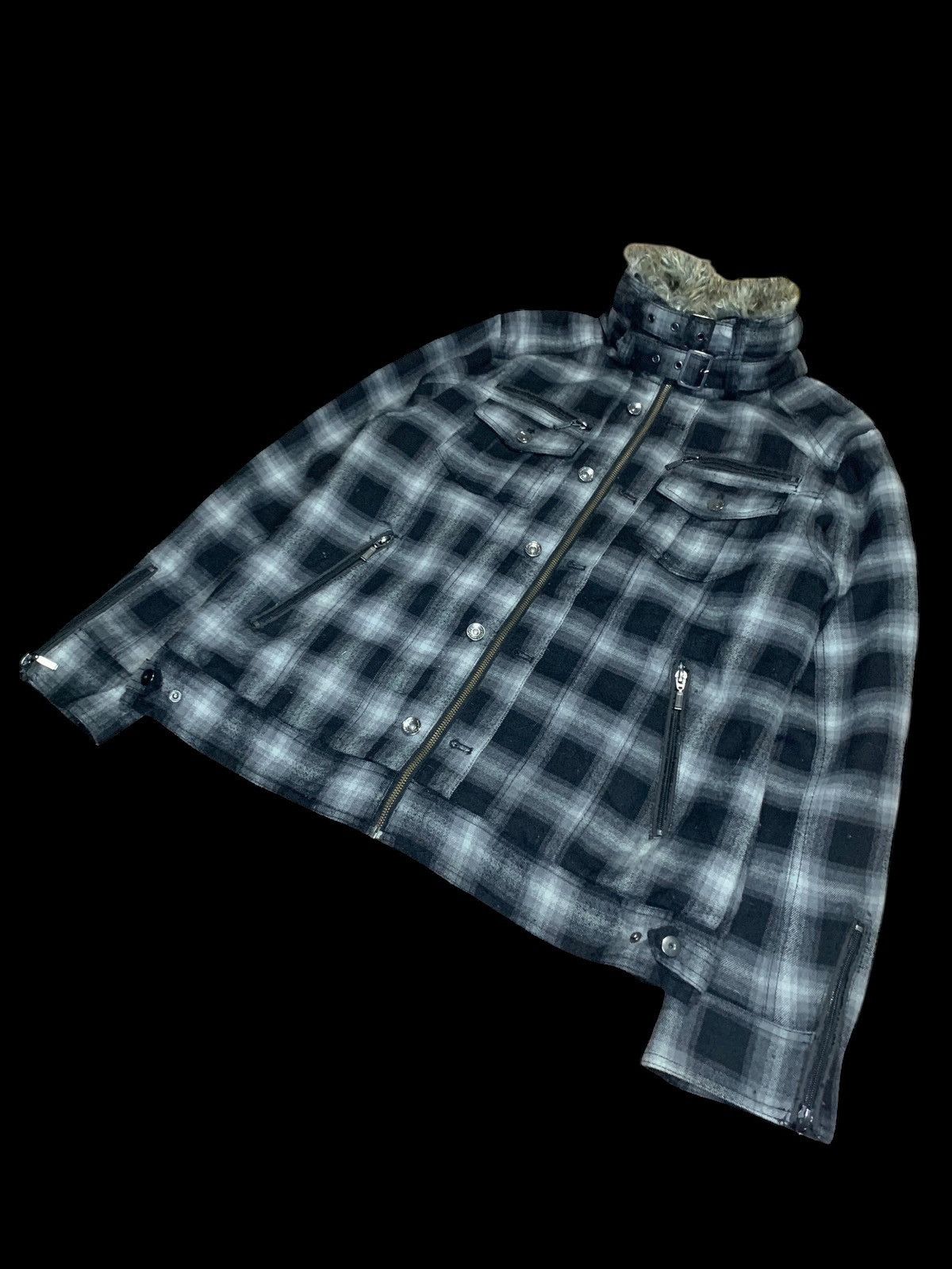 Japanese Brand Splendid 2000s plaid fur jacket Size US L / EU 52-54 / 3 - 4 Thumbnail