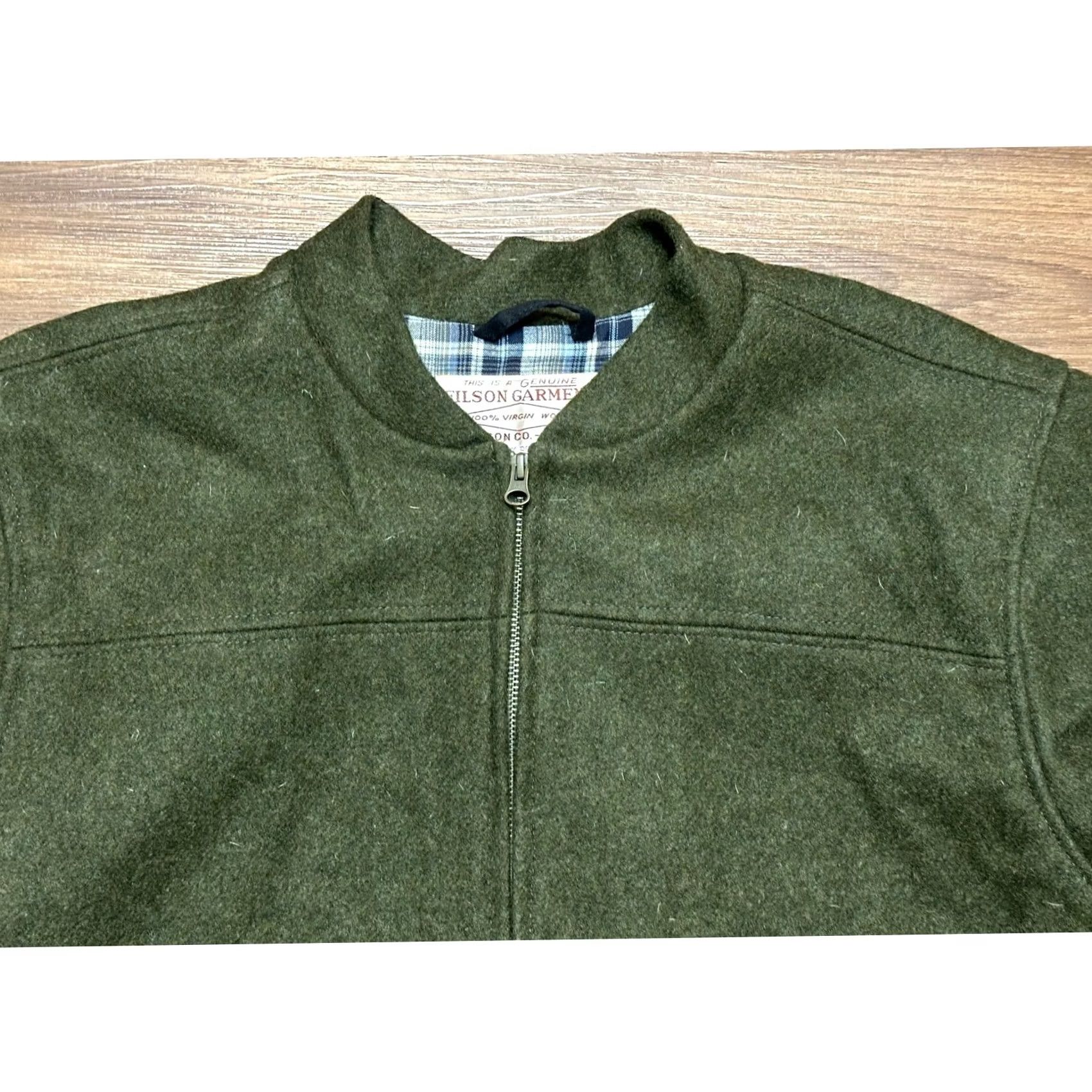 Filson VINTAGE Filson Wool Mackinaw Bomber Jacket Green USB Assembled USA Sz L Jacket Size US L / EU 52-54 / 3 - 4 Thumbnail