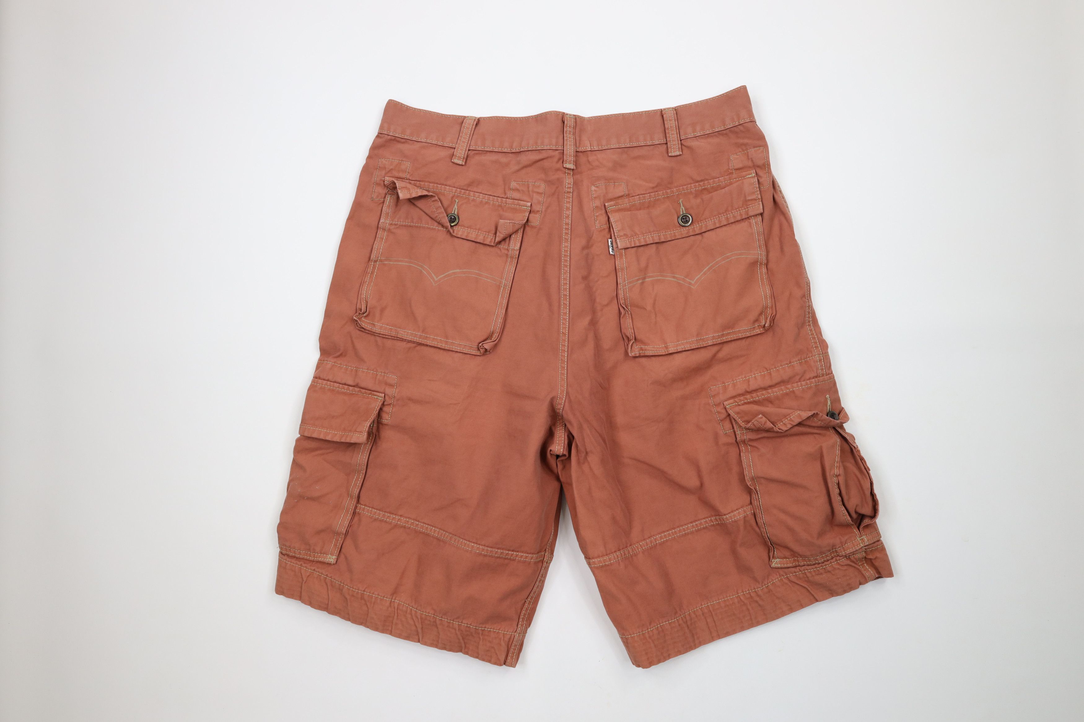 Levi's × Vintage Vintage Y2K Levis Faded Baggy Fit Cargo Shorts Rust Cotton Size US 38 / EU 54 - 10 Thumbnail
