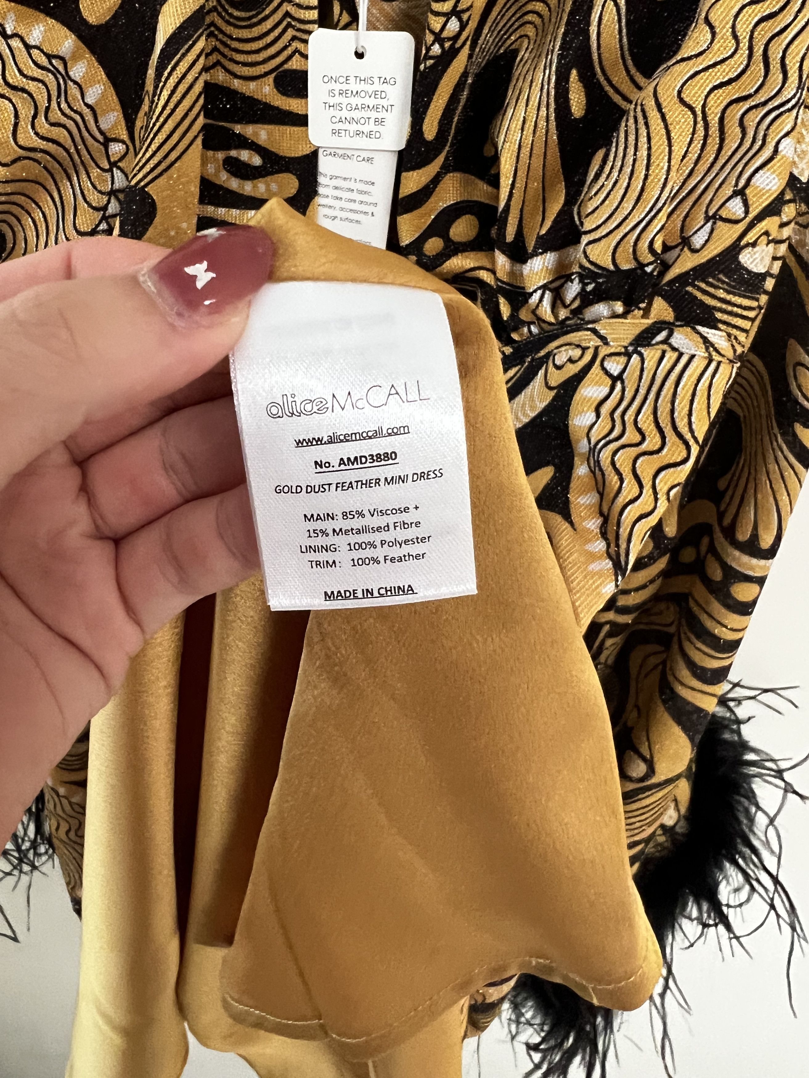 Alice McCall Gold Dust Feather Mini Dress Size M / US 6-8 / IT 42-44 - 5 Thumbnail