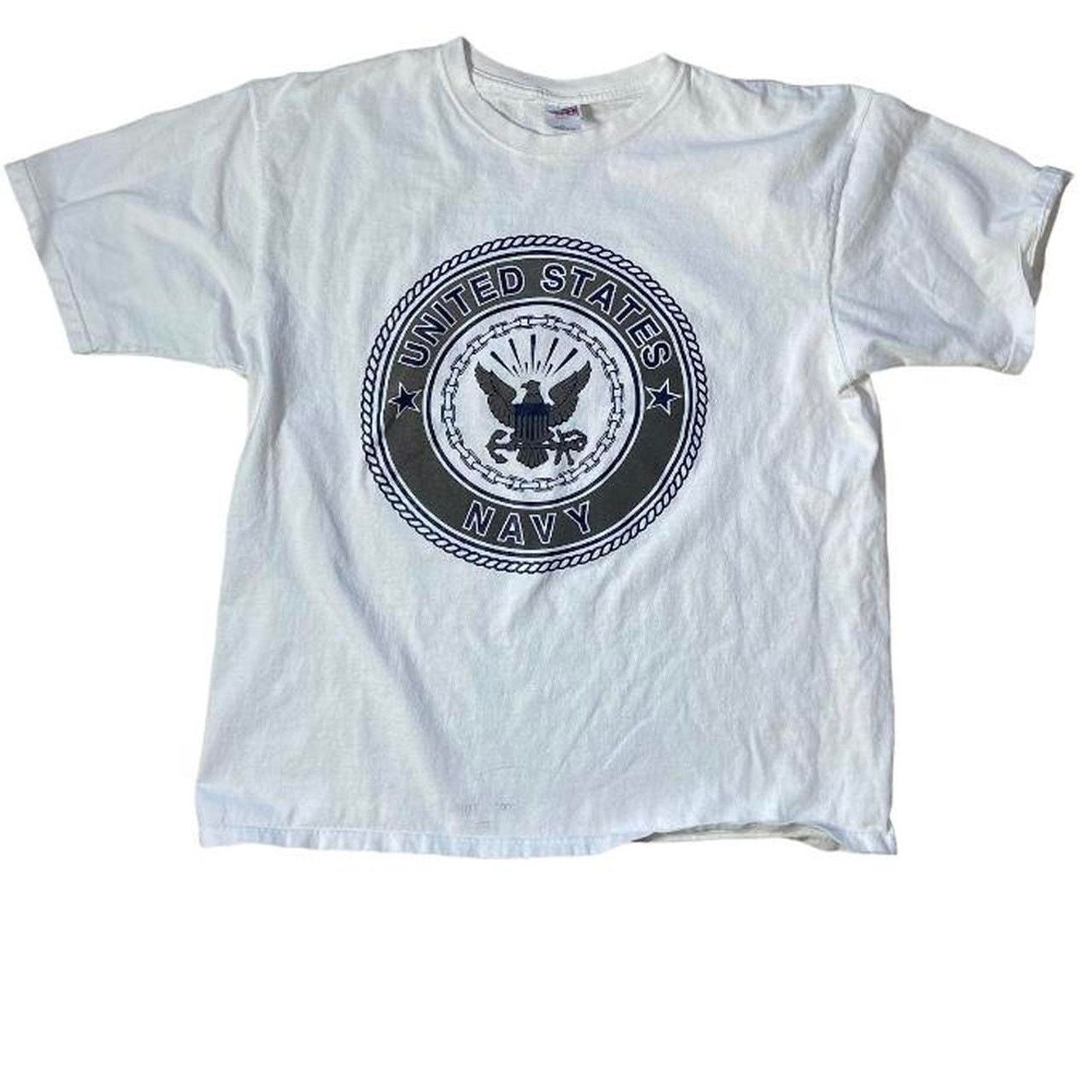 Hanes 90s white navy tee shirt Size US XL / EU 56 / 4 - 1 Thumbnail