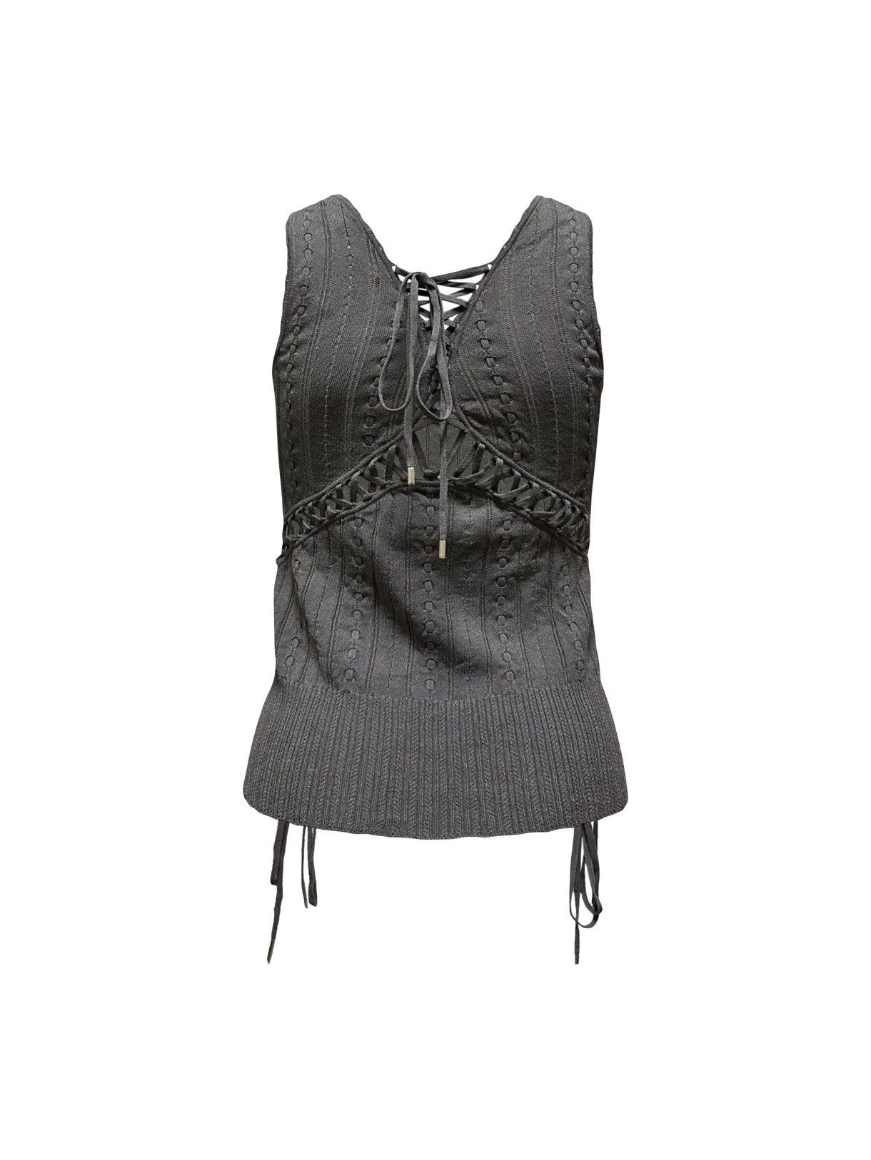 Dior CHRISTIAN DIOR S/S 2004 Laced Up Knit Sleeveless Top Size M / US 6-8 / IT 42-44 - 2 Thumbnail