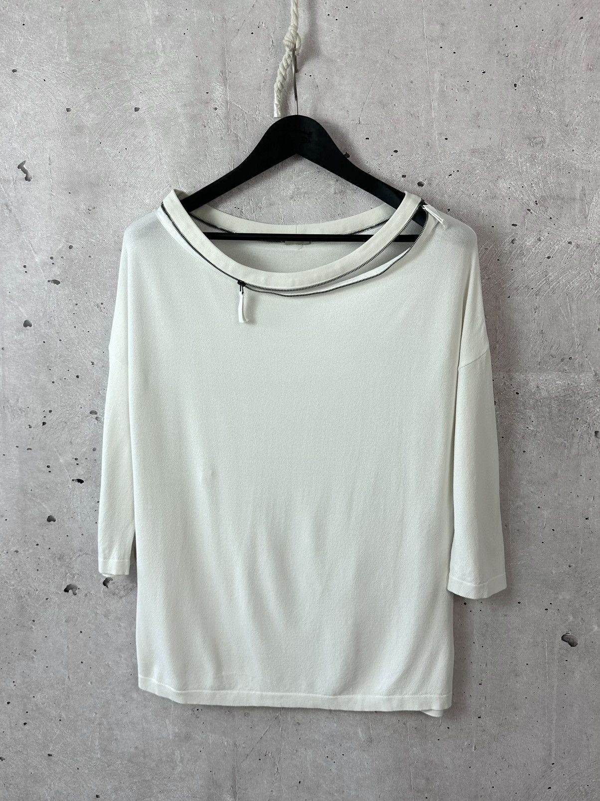 Annette Gortz Annette Gortz Made in Germany Viscose White Zipper Sweater Size S / US 4 / IT 40 - 1 Thumbnail