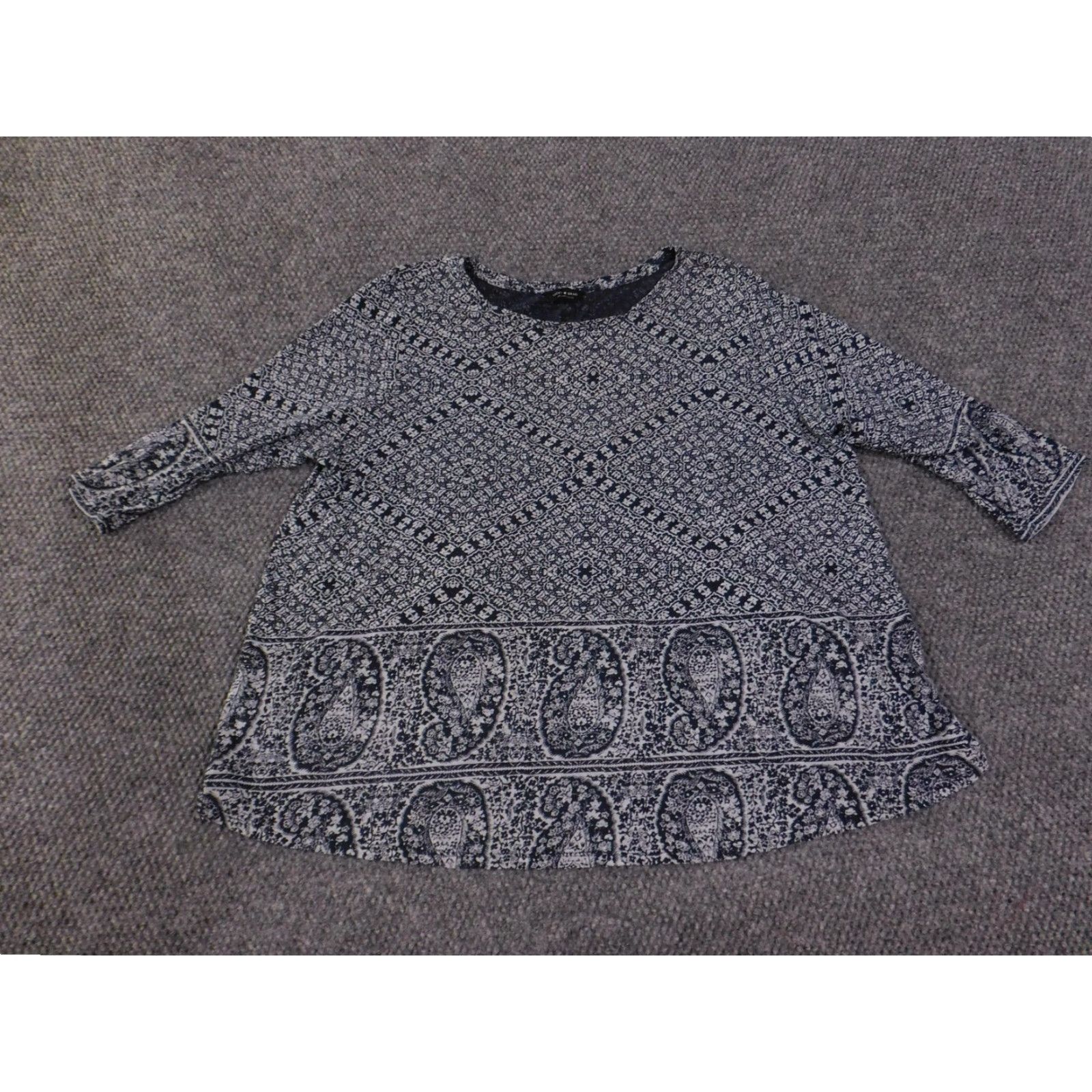 Lucky Brand Lucky Brand Blouse Womens Medium Blue Paisley Pattern Tunic 3/4 Sleeve Scoop Neck Size M / US 6-8 / IT 42-44 - 3 Thumbnail