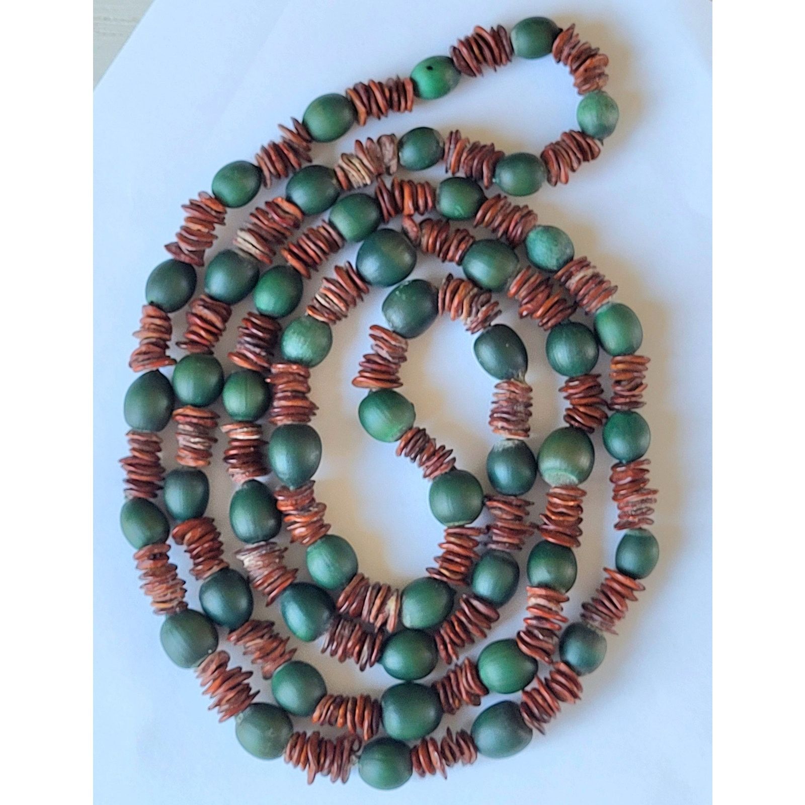 & Other Stories Boho Green Seed & Coconut Shell Long Strand Necklace - 48" Size ONE SIZE - 8 Thumbnail