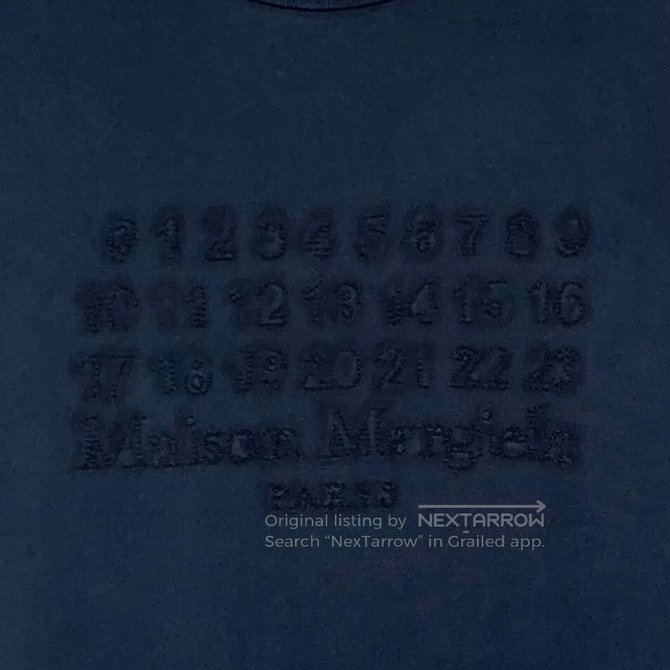 Maison Margiela Maison Margiela Dark Blue Logo Cutout Cotton Crew Neck Sho Size US S / EU 44-46 / 1 - 4 Thumbnail