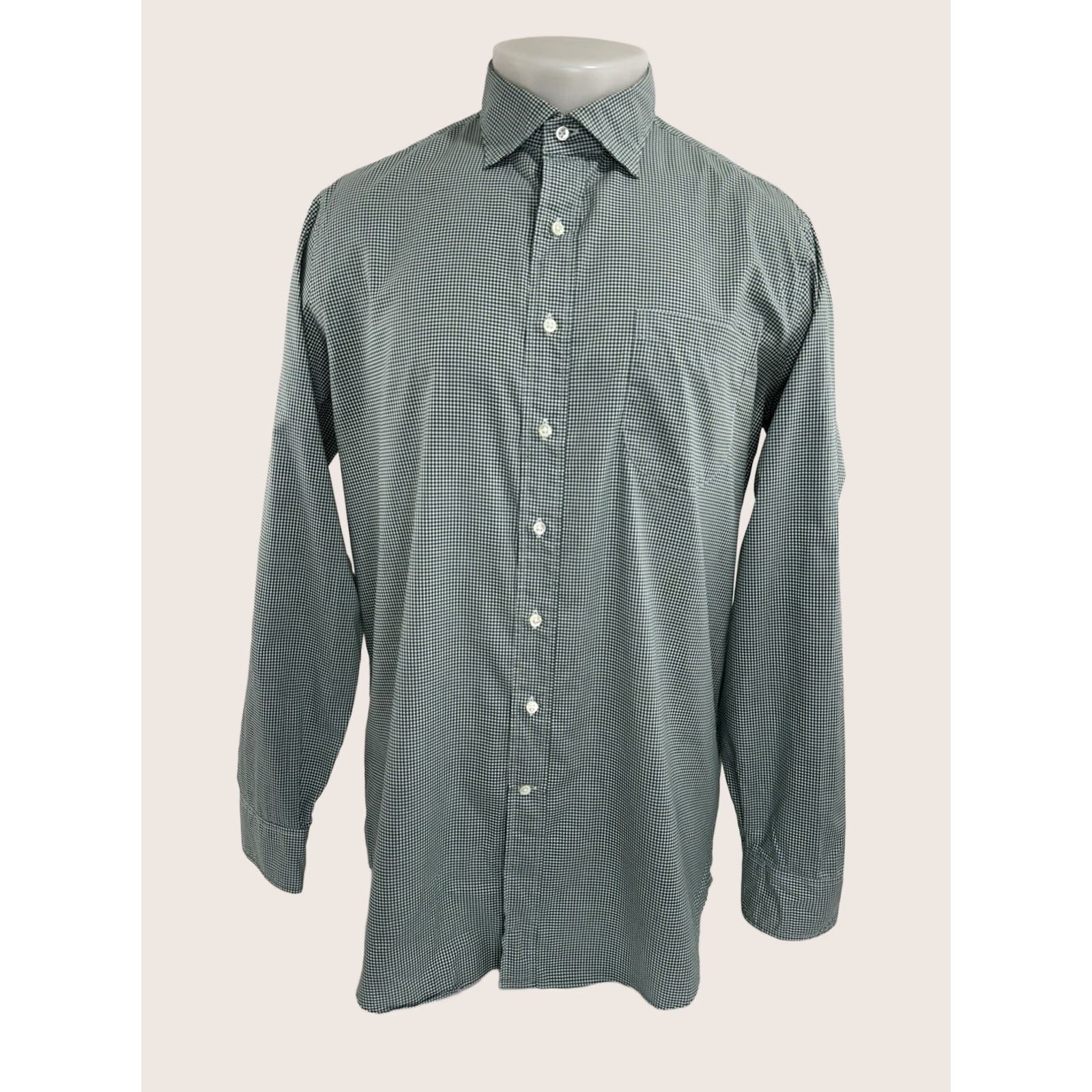 Sid Mashburn Sid Mashburn Plaid L Shirt Mens Long Sleeve Button-Up Green White Check Shirt Size US L / EU 52-54 / 3 - 1 Thumbnail